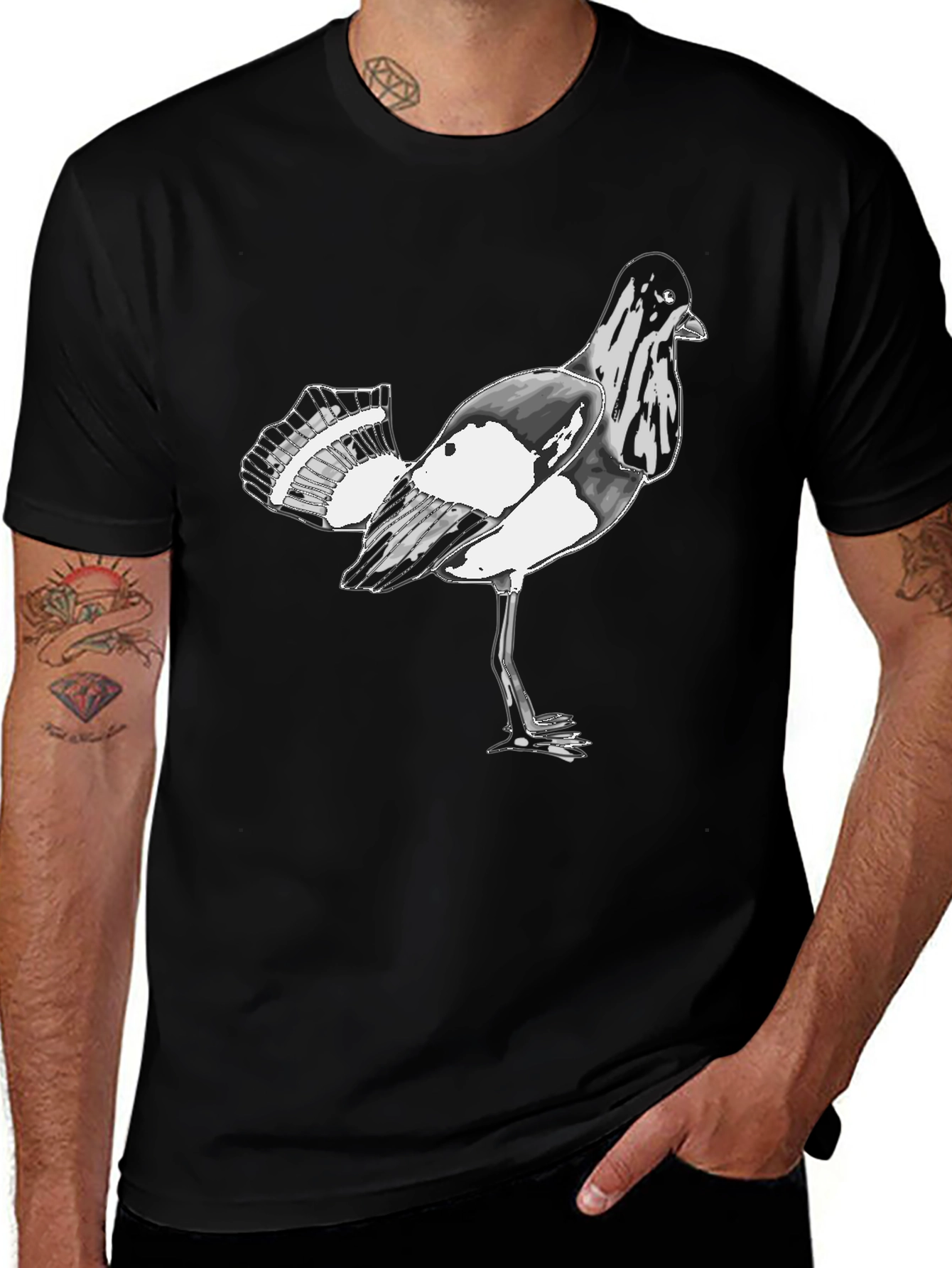 Variant 22 of Bird Graphic Black T-Shirt