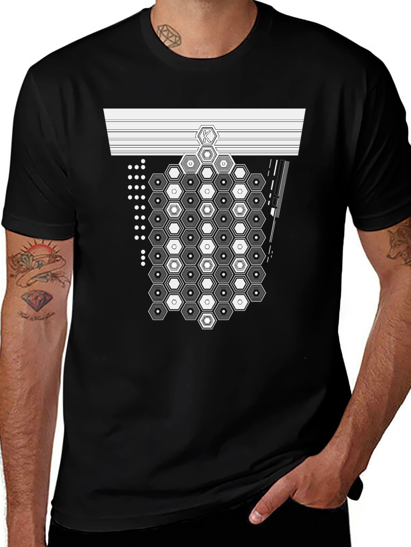 Variant 3 of Geometric Hexagon T-Shirt - Modern Design