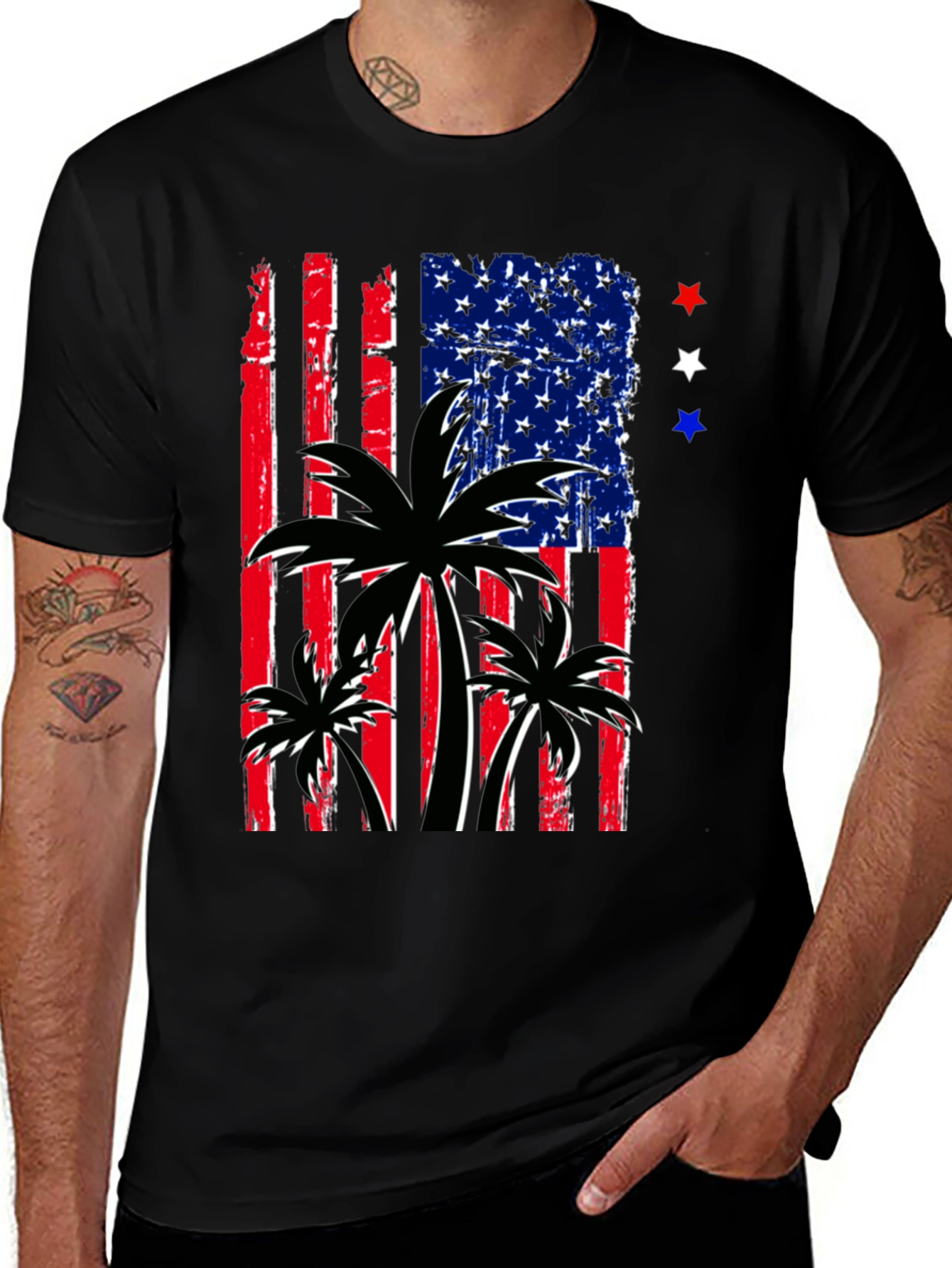Variant 26 of Patriotic Palm Tree American Flag T-Shirt