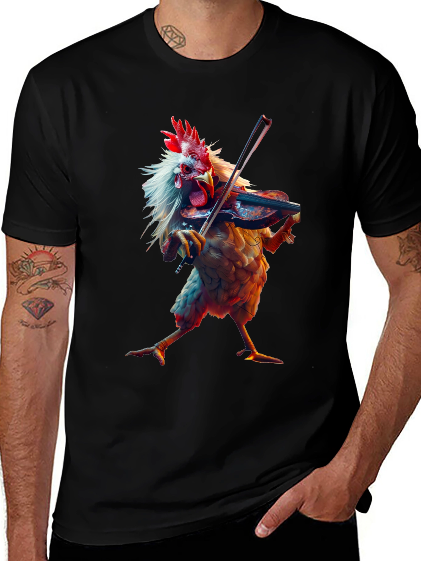 Variant 16 of Chicken Playing Violin Graphic T-Shirt