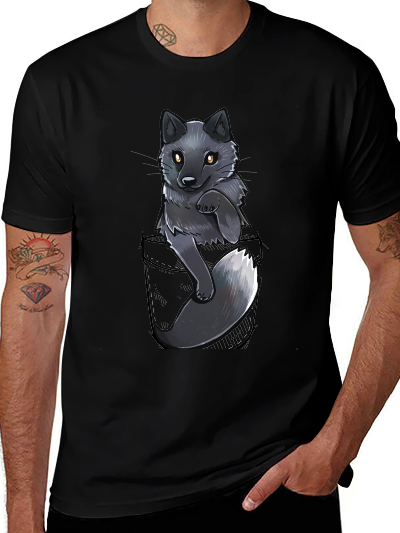 Variant 13 of Fox Pocket Print Black T-Shirt