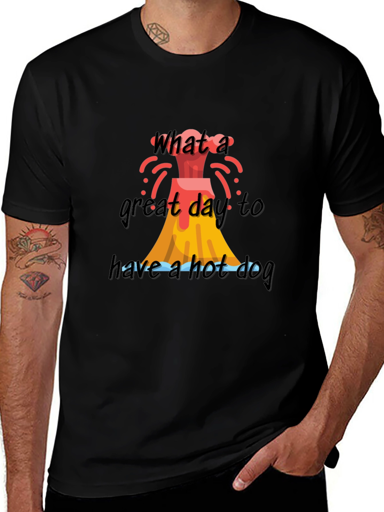Variant 24 of Volcano Hot Dog T-Shirt - What a Great Day!