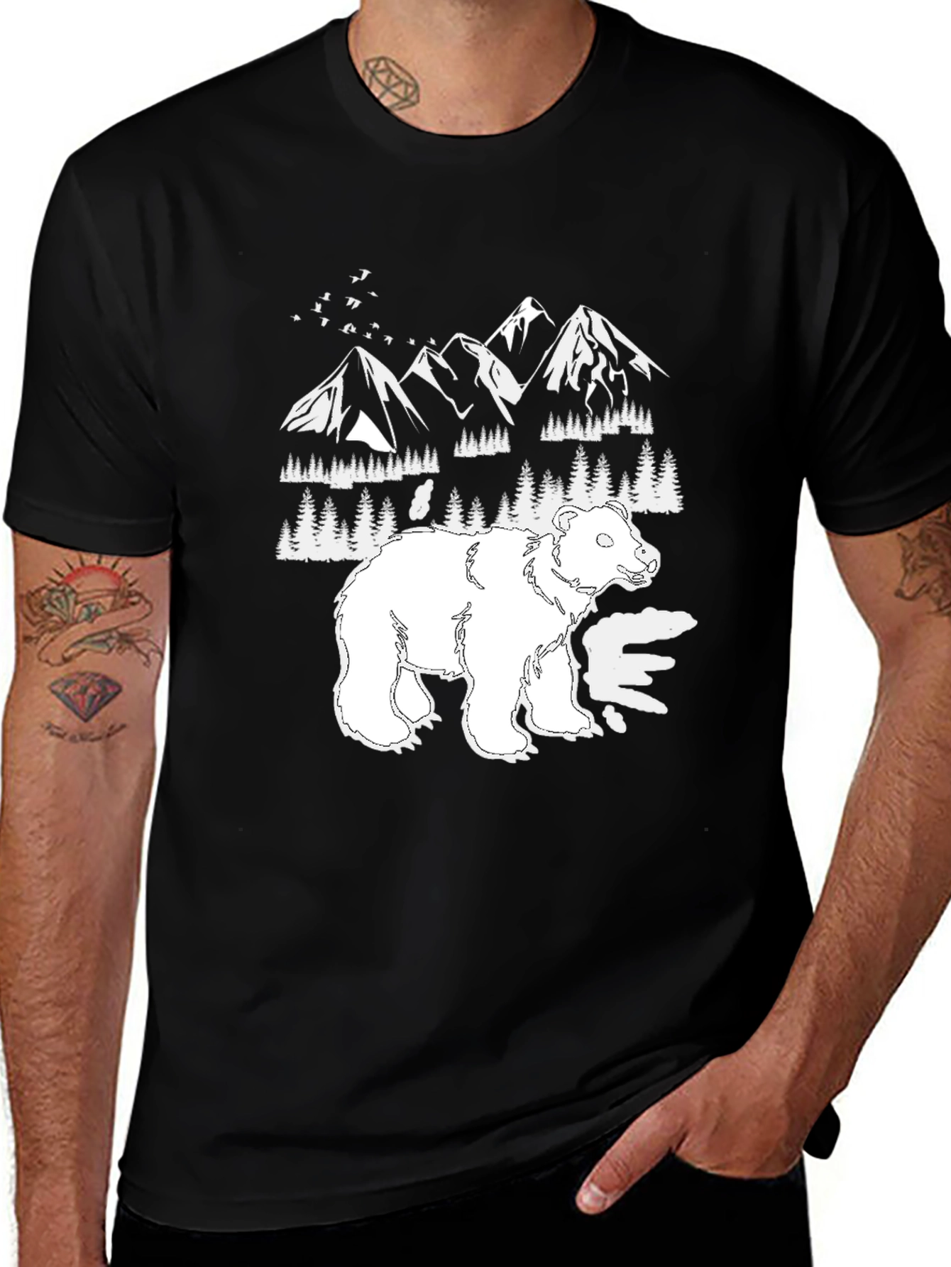 Variant 30 of Bear & Mountain Graphic Tee - Black