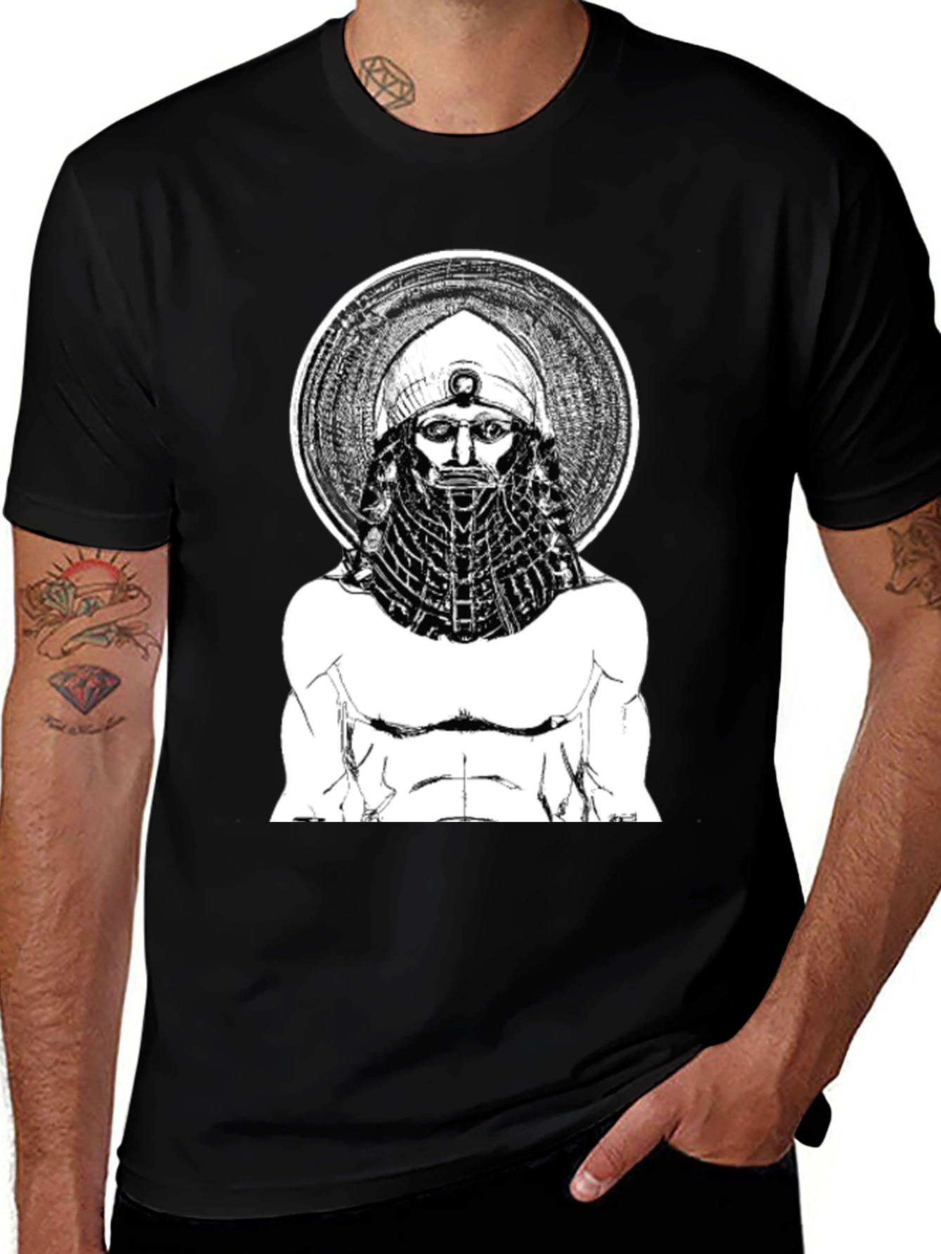 Variant 21 of Ancient King Graphic Tee - Black Cotton T-Shirt