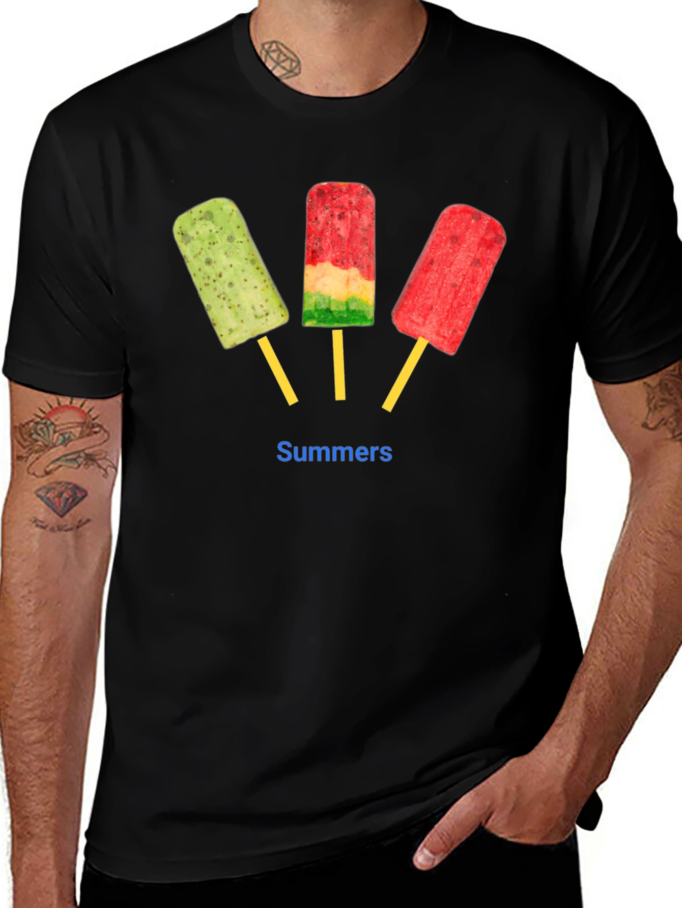 Summers Popsicle Graphic T-Shirt - Black