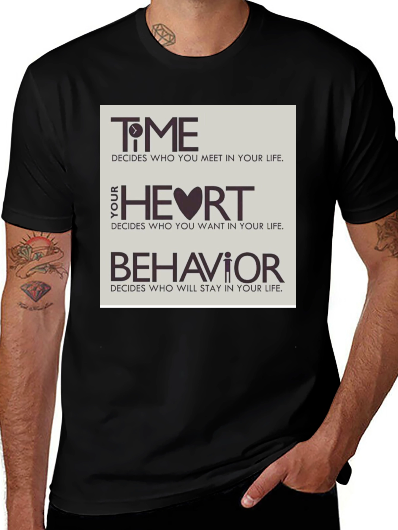 Black Time, Heart, & Behavior Graphic Tee main image