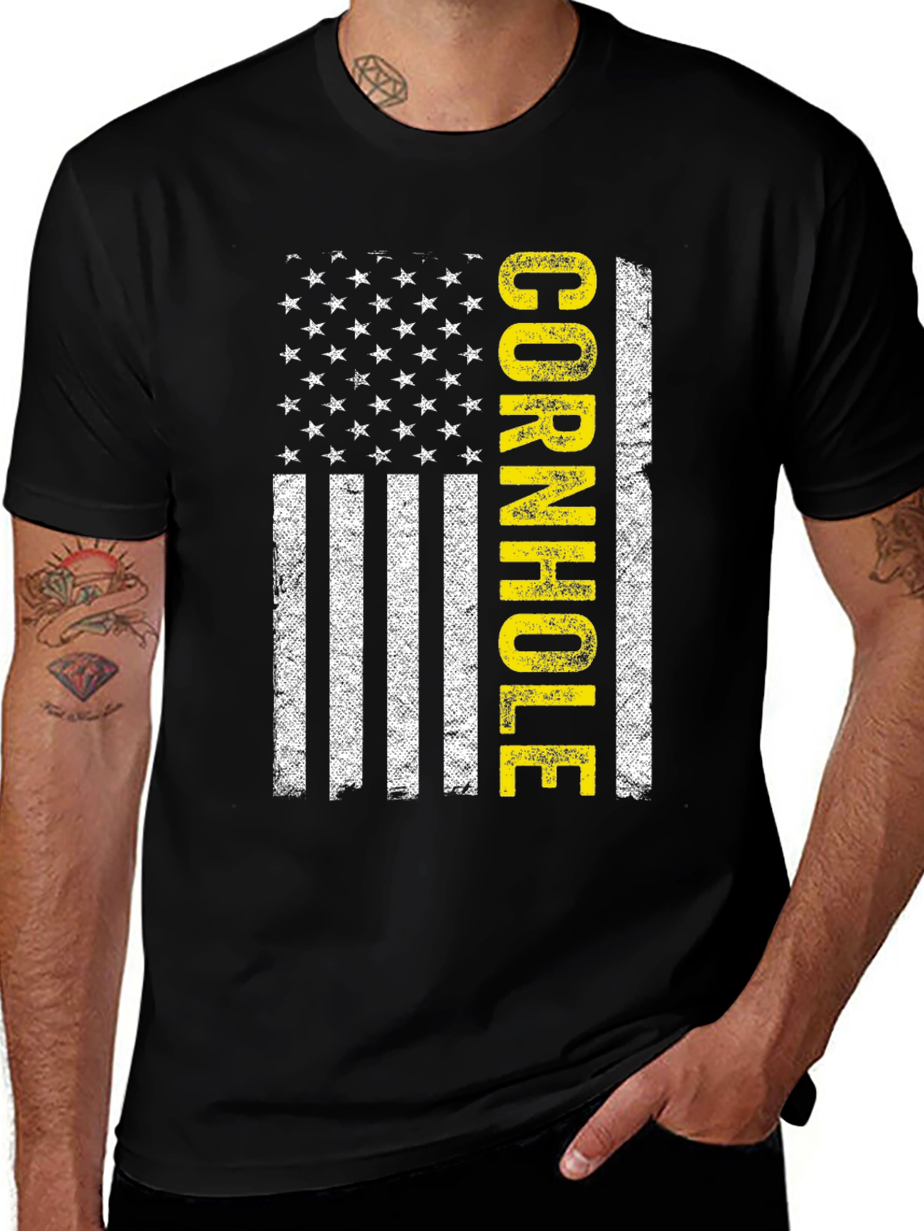 Variant 24 of Cornhole USA Flag T-Shirt - Patriotic Game Day Tee
