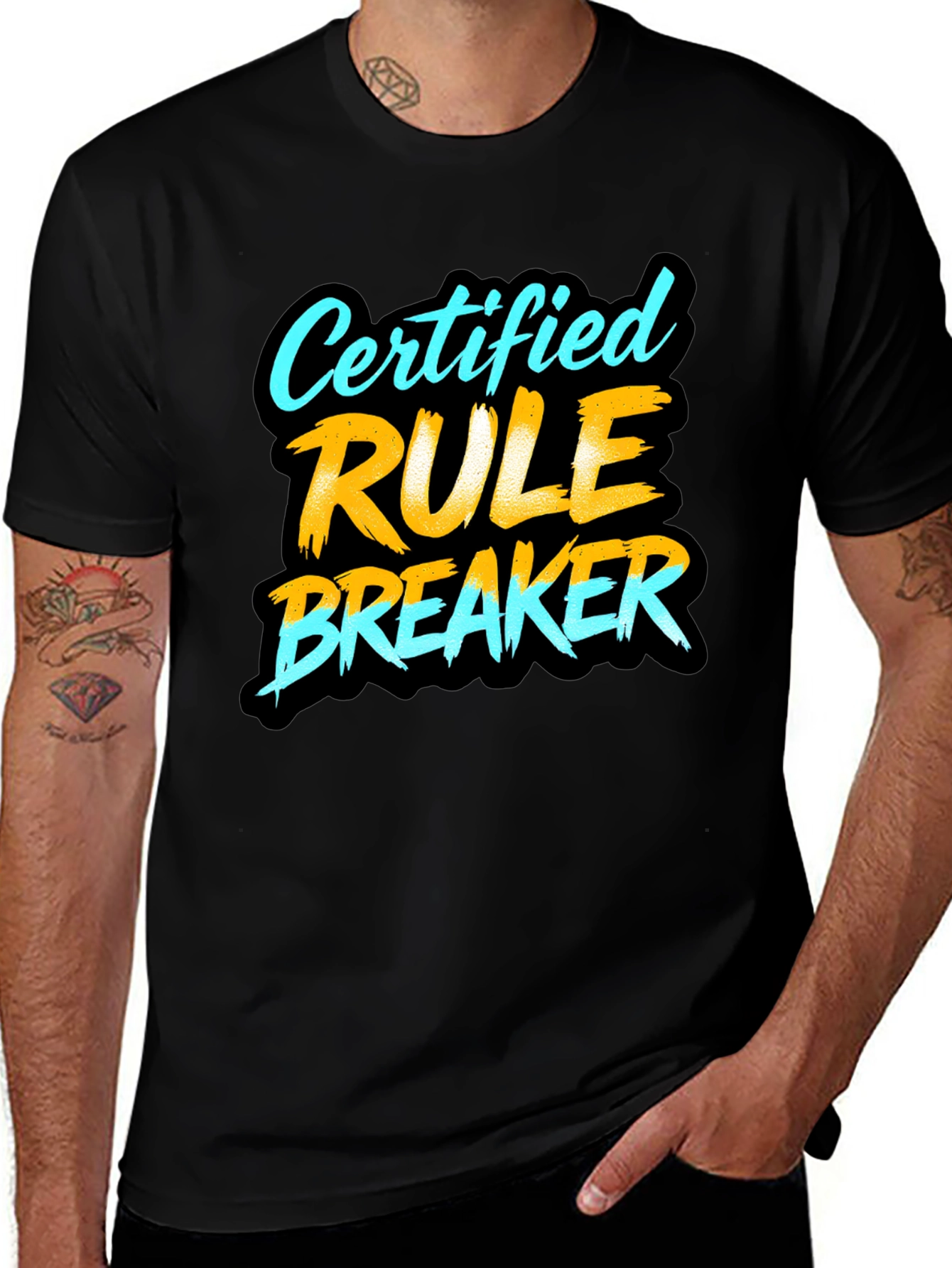 Variant 16 of Certified Rule Breaker Graphic Tee - Black