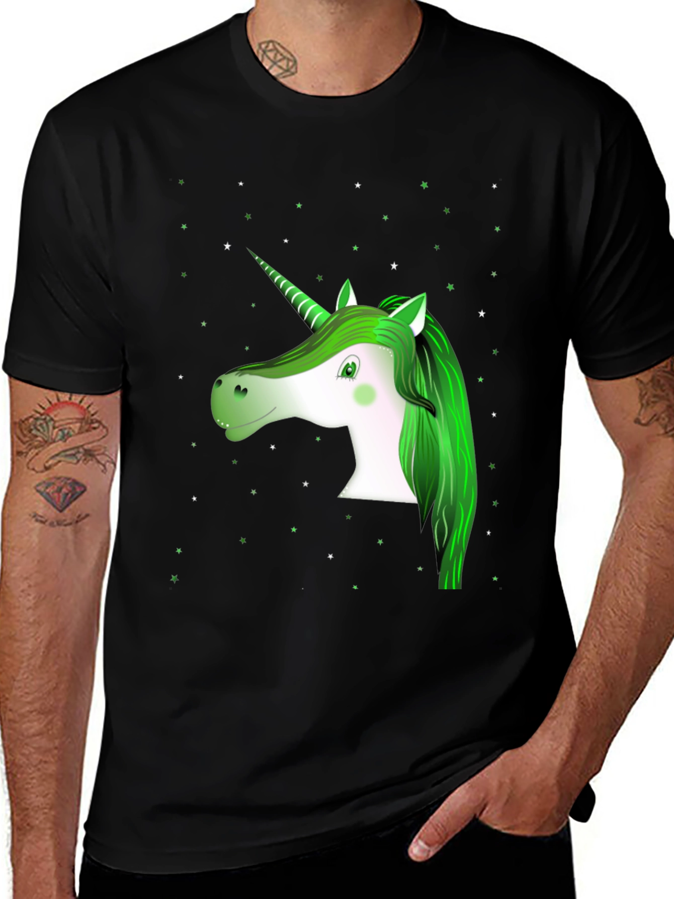 Black Unicorn Graphic Tee - Black Cotton Blend main image