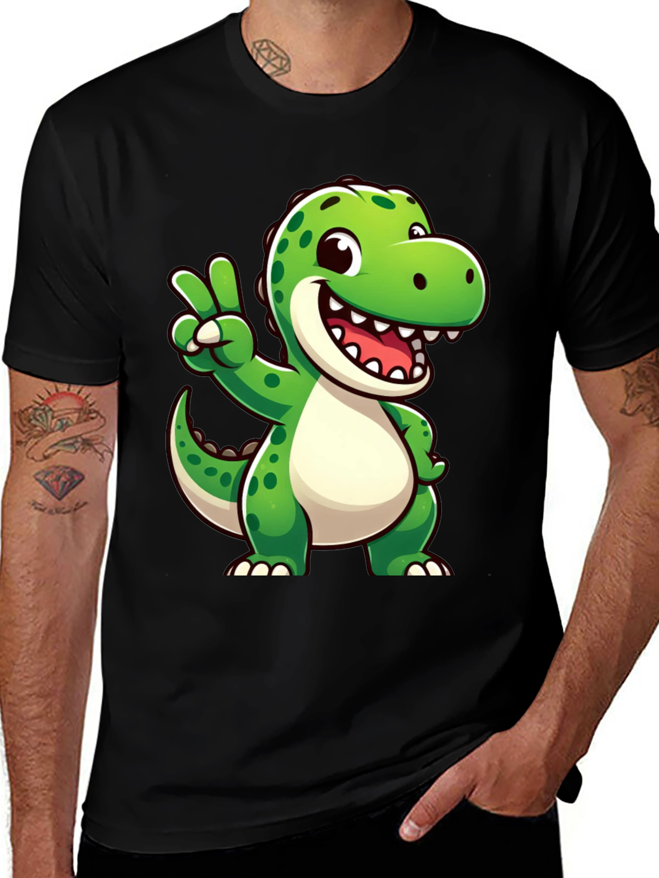 Variant 16 of Dino Peace Black T-Shirt