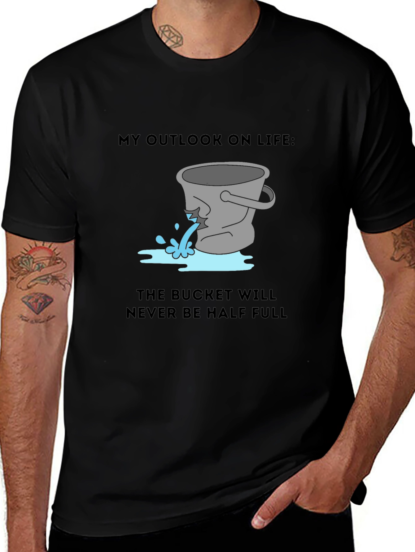 Variant 15 of Leaky Bucket Outlook Tee - Pessimist's Delight!