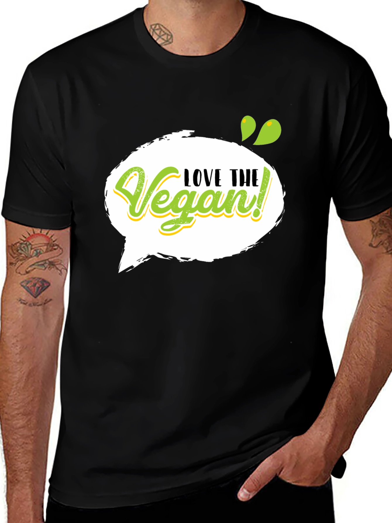 Variant 11 of Love The Vegan T-Shirt - Black, Graphic Print