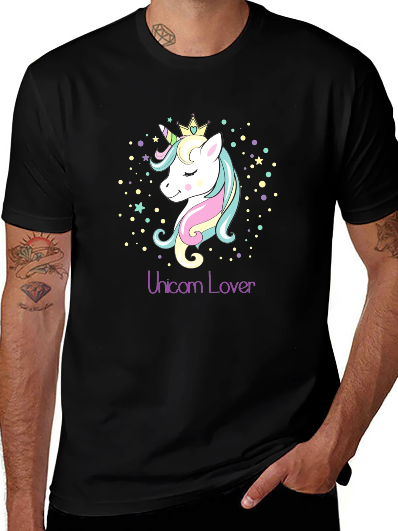 Variant 21 of Unicorn Lover Black T-Shirt Graphic Tee
