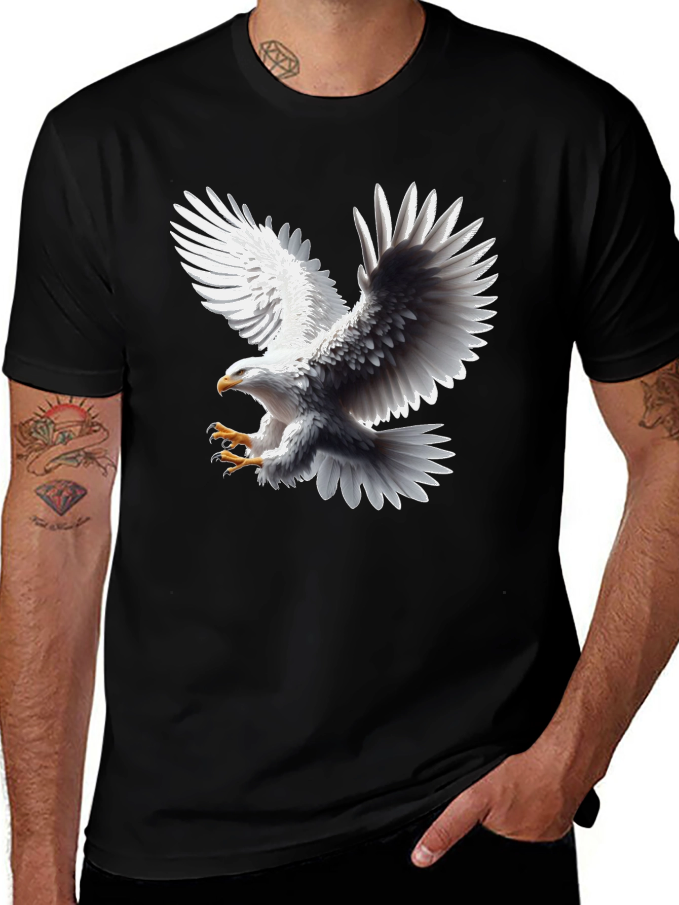 Variant 2 of Bold Eagle Graphic Tee - Black Cotton Blend