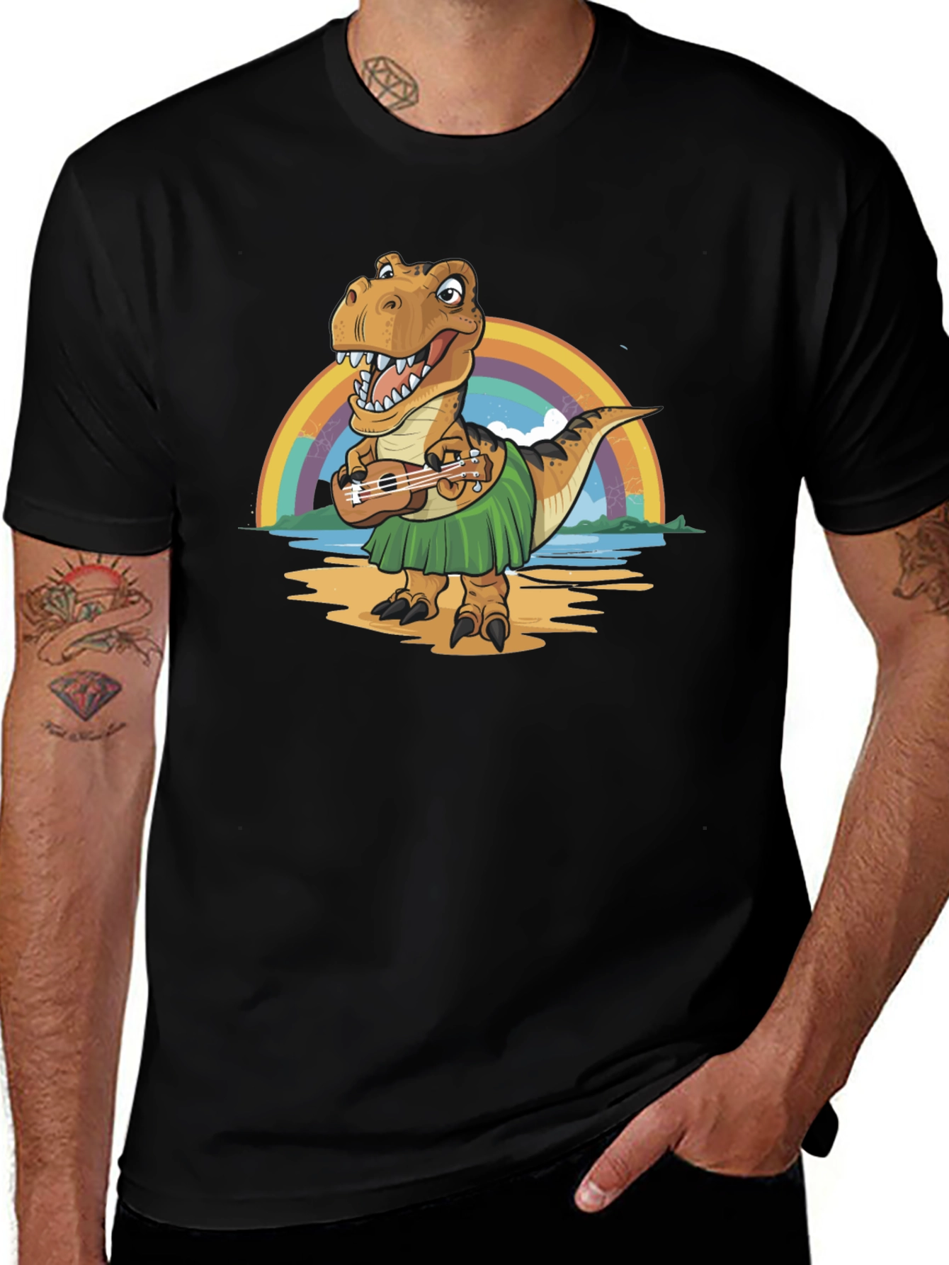 Variant 29 of Dinosaur Ukulele T-Shirt - Island Vibes