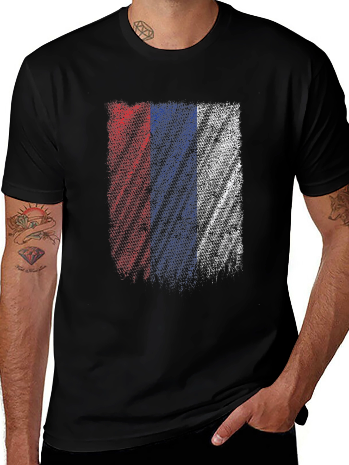 Russian Flag Grunge Style Men's T-Shirt