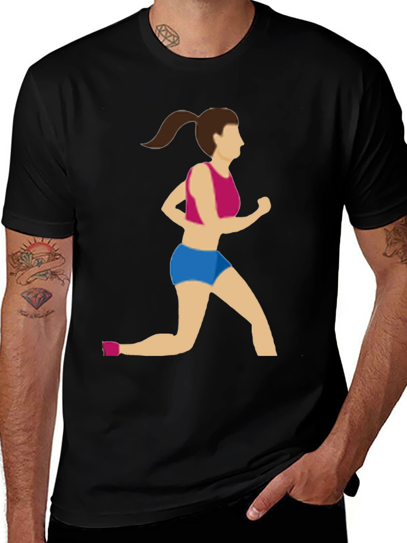 Variant 2 of Running Woman Graphic Tee - Black Cotton Blend