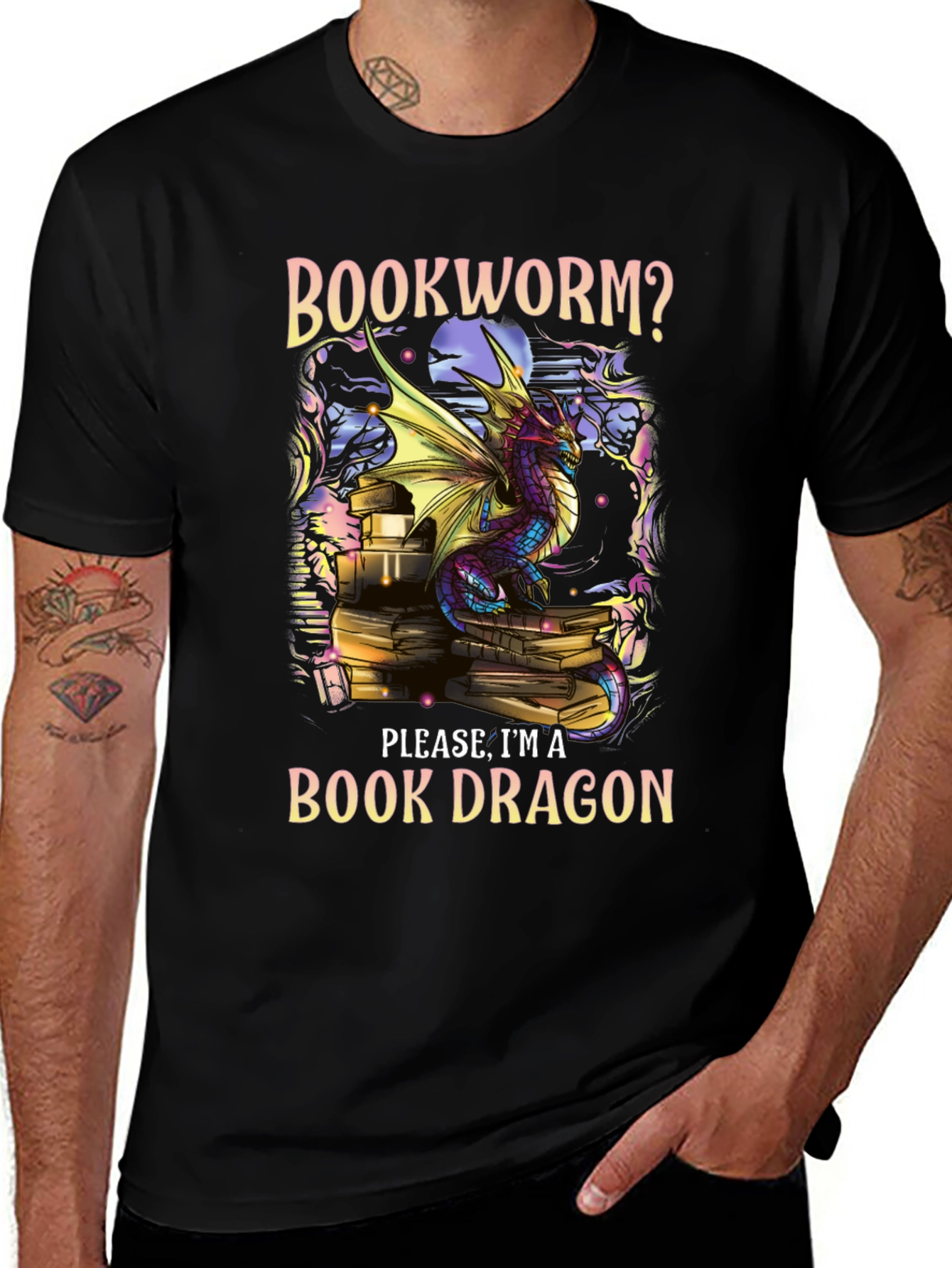 Book Dragon T-Shirt - Literary Fantasy Apparel