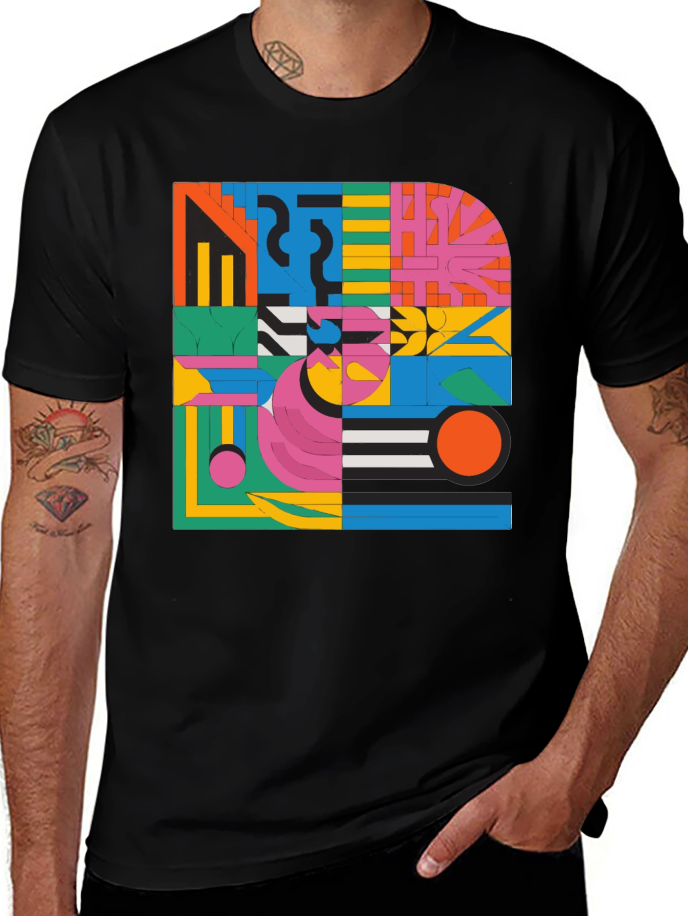 Variant 5 of Abstract Geometric Black Graphic Tee