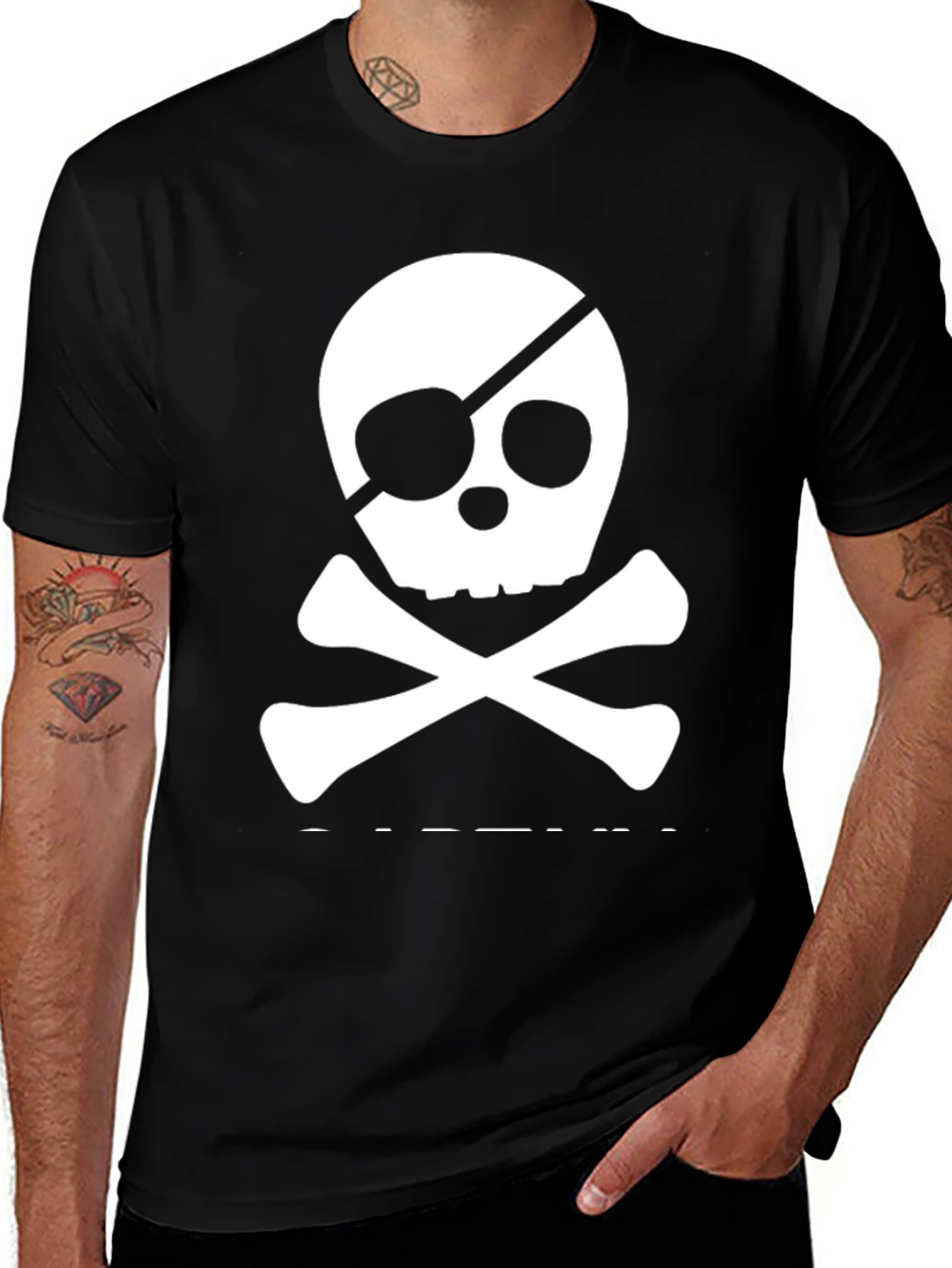 Variant 3 of Skull & Crossbones Tee - Pirate Style Black T-Shirt