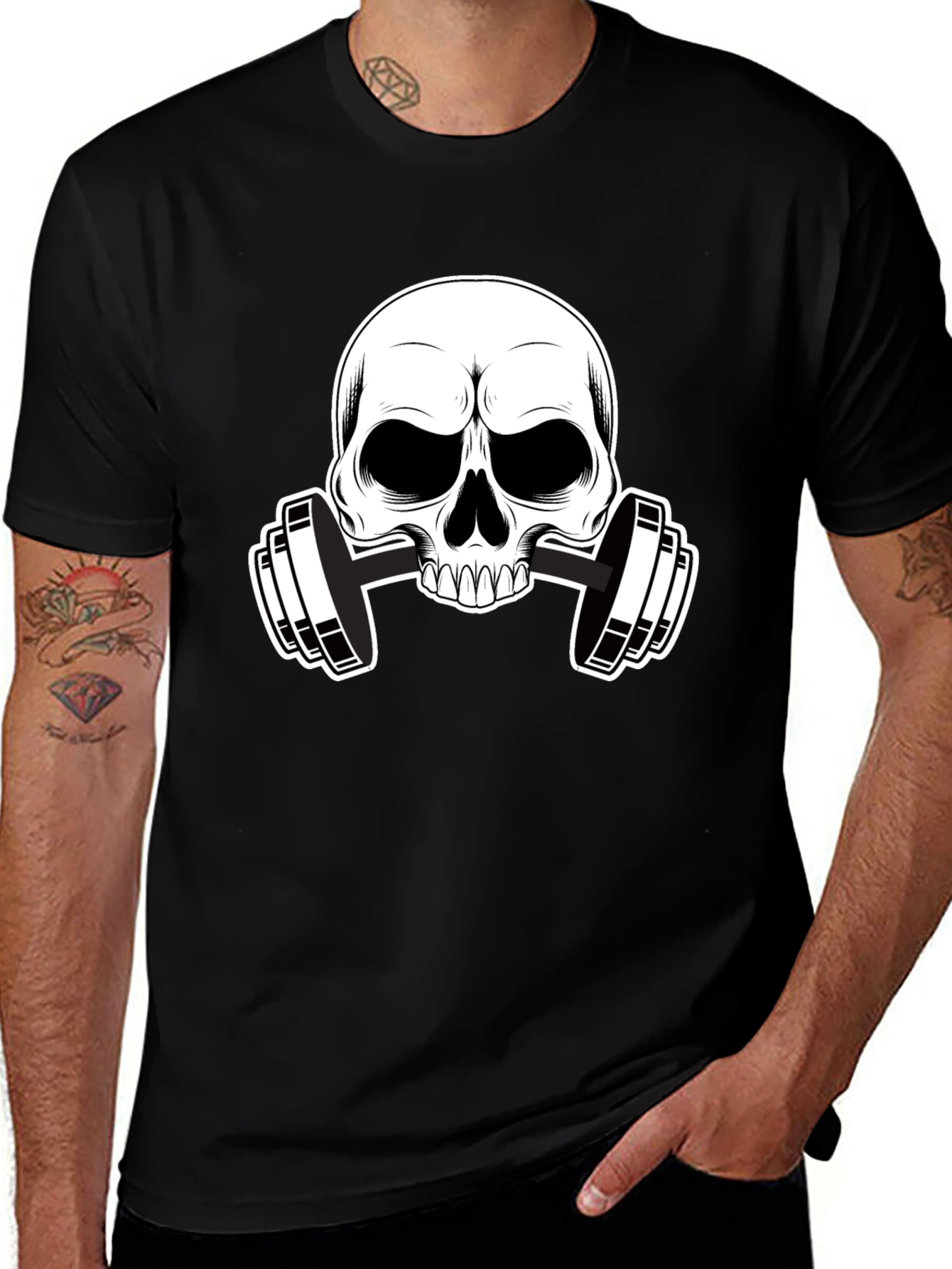 Variant 7 of Skull & Barbell Graphic T-Shirt - Gym Ready!
