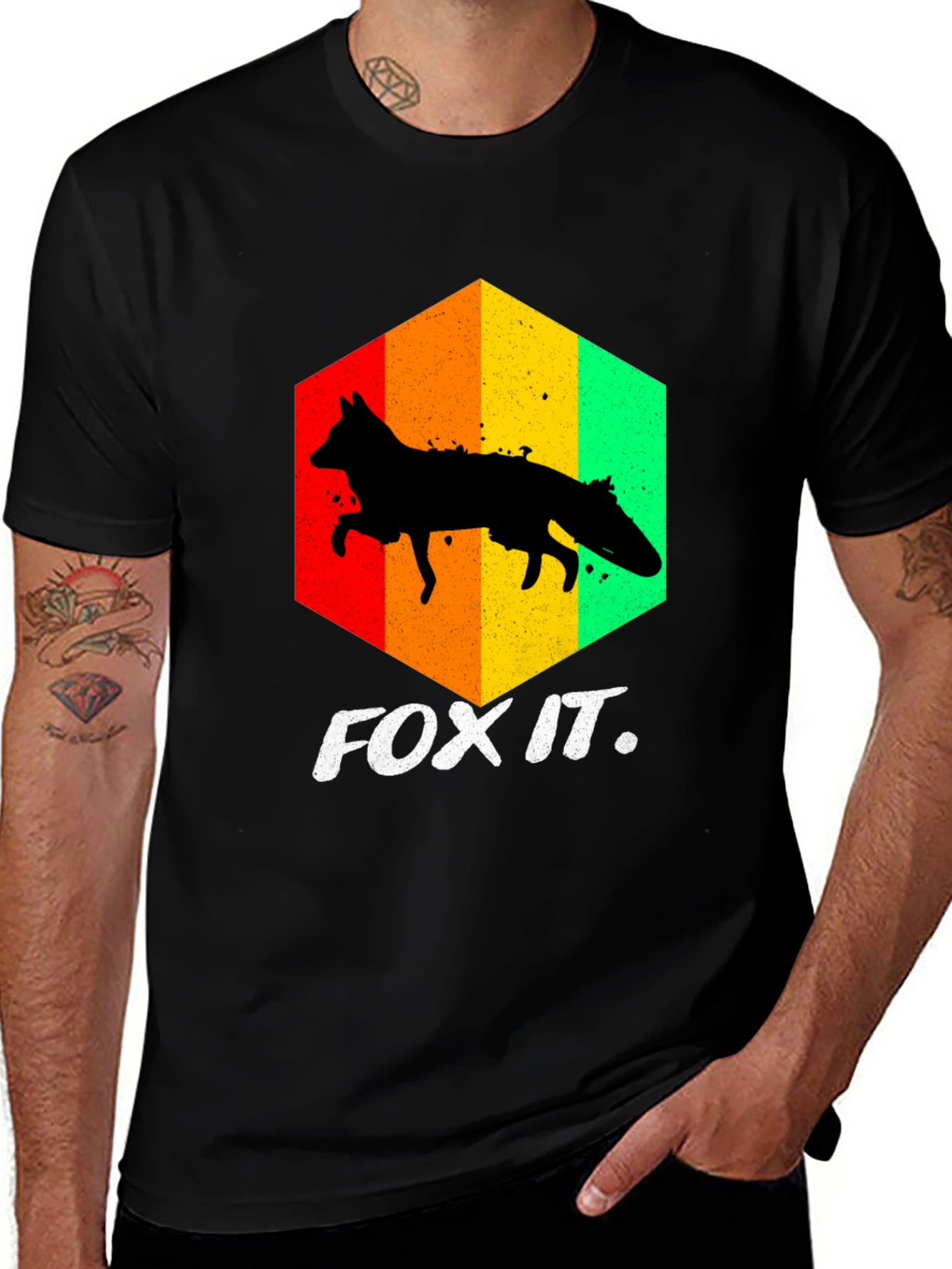 Variant 18 of Fox IT T-Shirt - Retro Hexagon Design