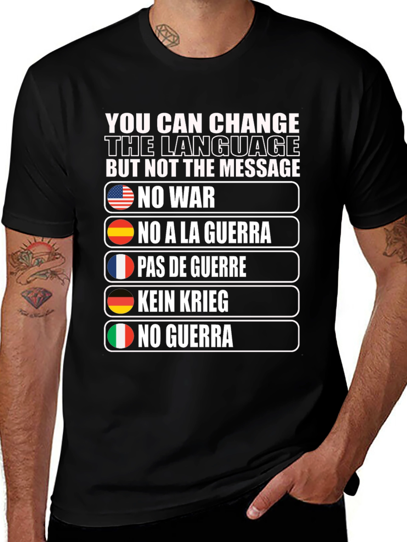 Variant 4 of No War Graphic T-Shirt - Languages of Peace