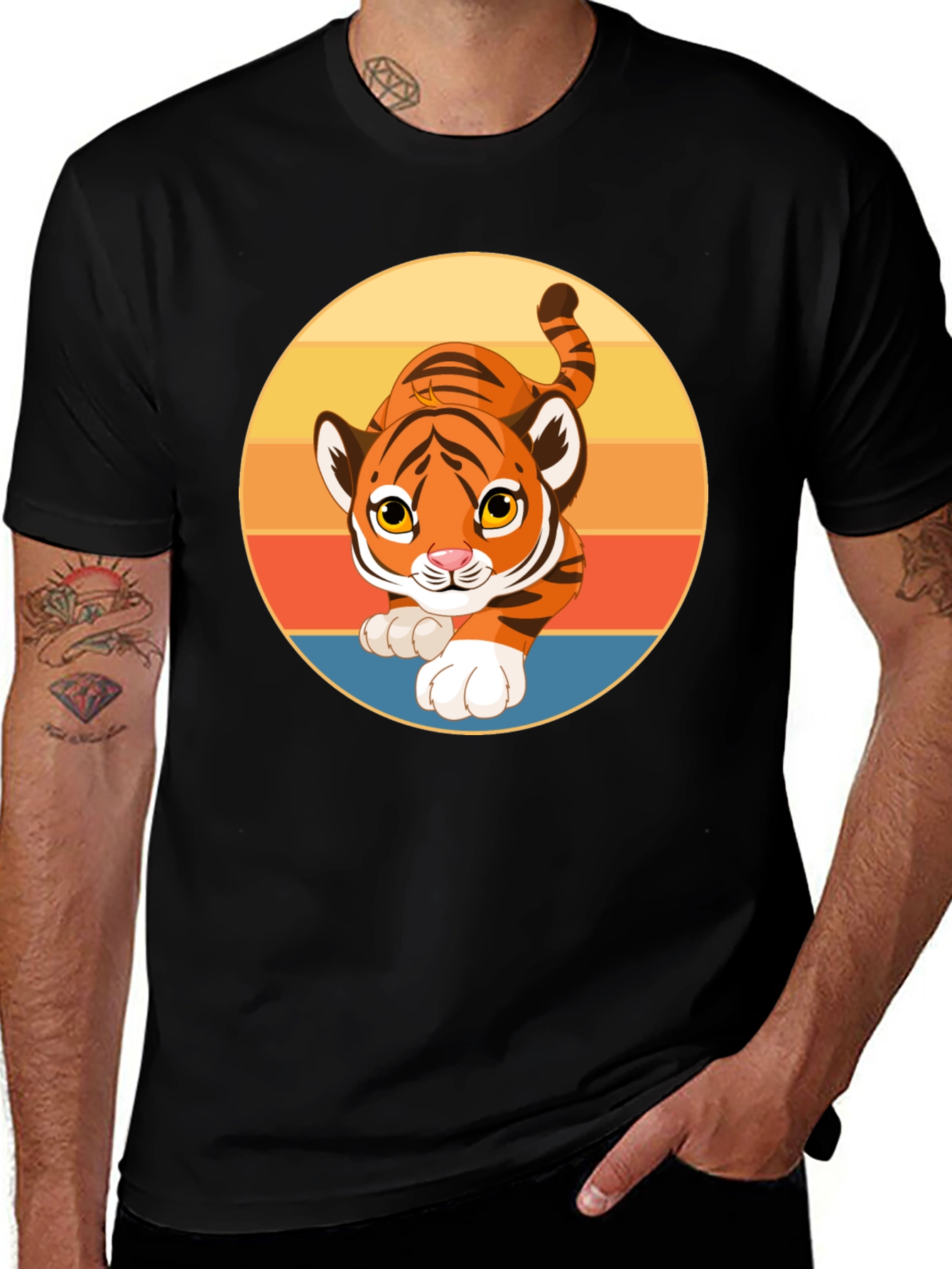 Variant 12 of Cute Tiger Cub Retro Graphic Tee