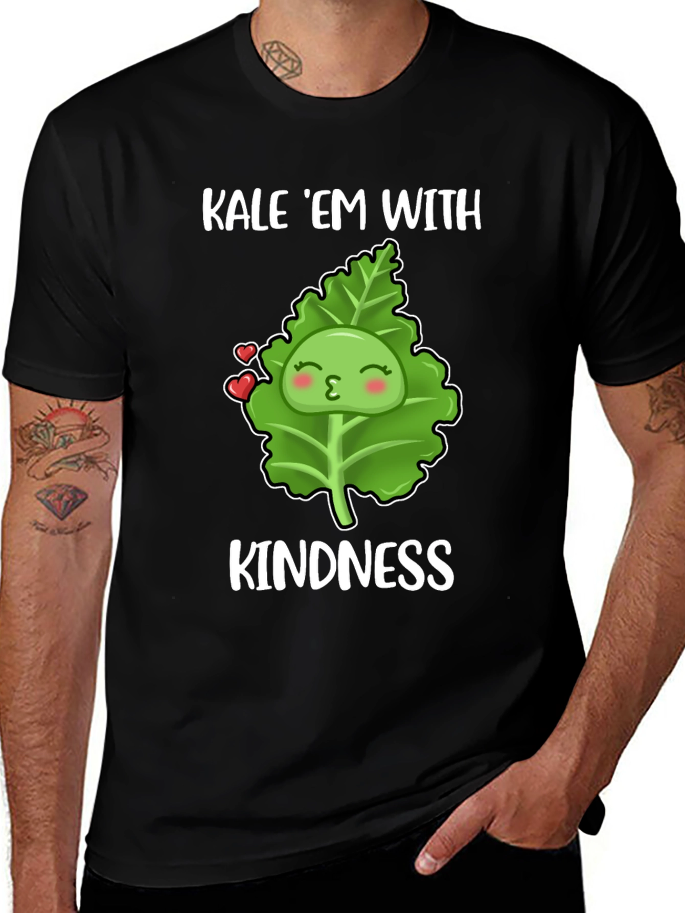 Variant 10 of Kale 'Em With Kindness T-Shirt - Vegan Love!