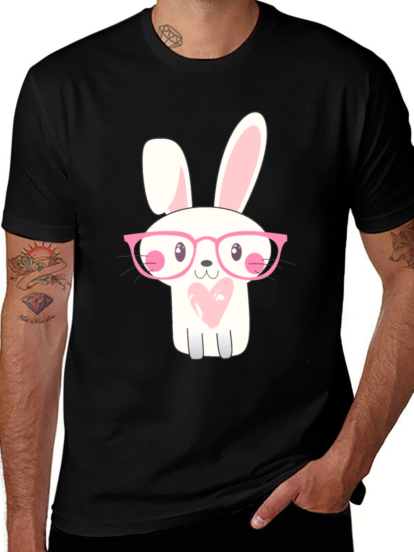 Variant 20 of Cute Bunny with Glasses Graphic T-Shirt