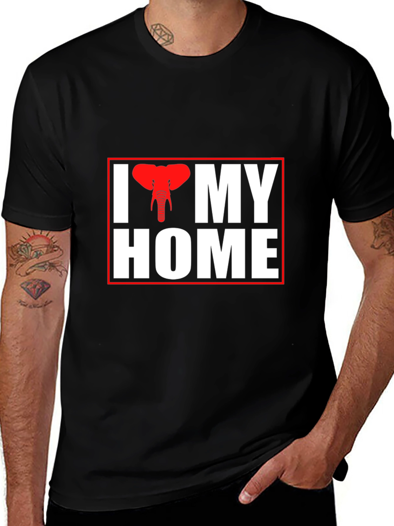 Variant 14 of I Elephant My Home Black T-Shirt