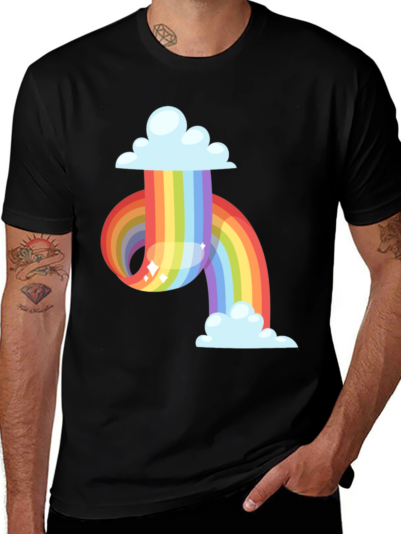 Variant 4 of Rainbow Cloud Graphic Tee - Soft Cotton Blend