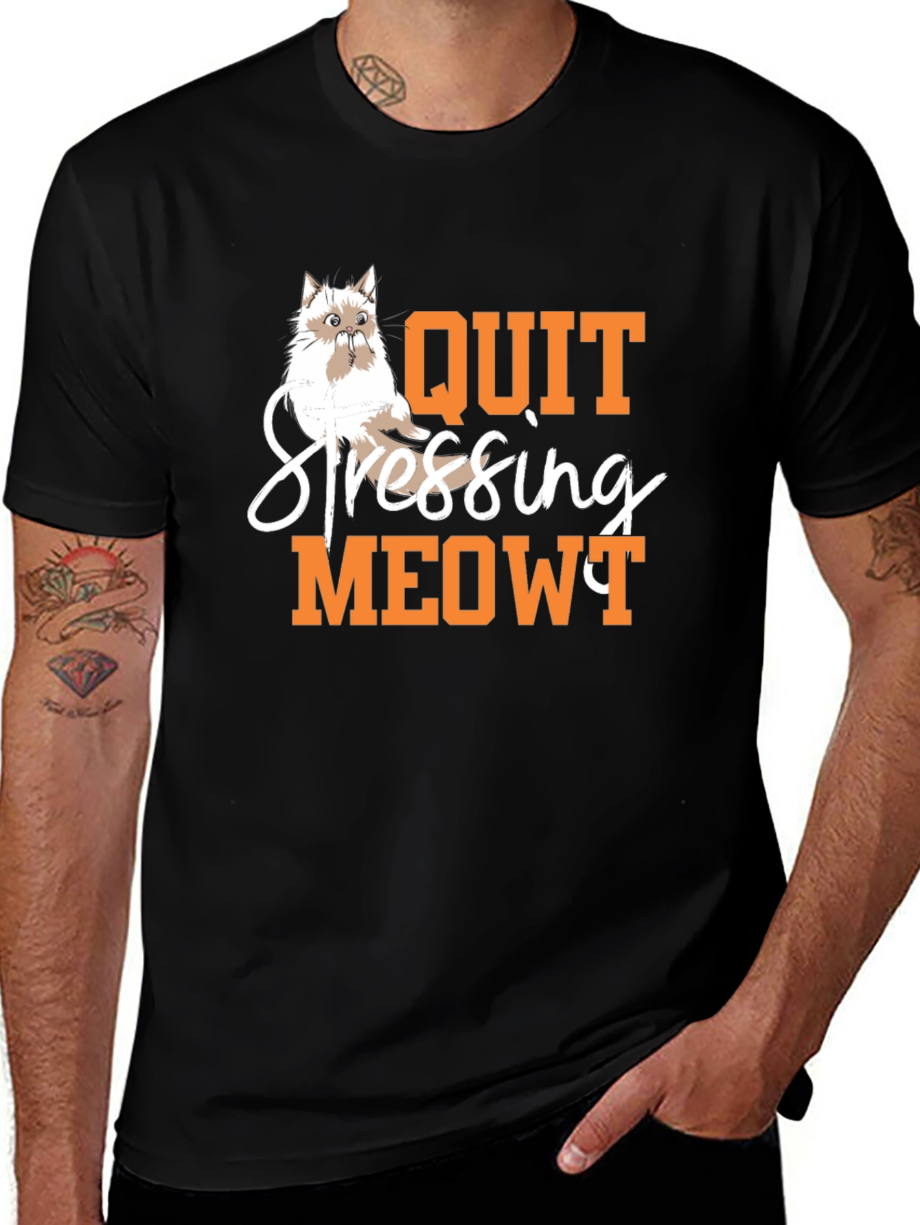 Variant 18 of Quit Stressing Meowy T-Shirt - Cat Lover Tee
