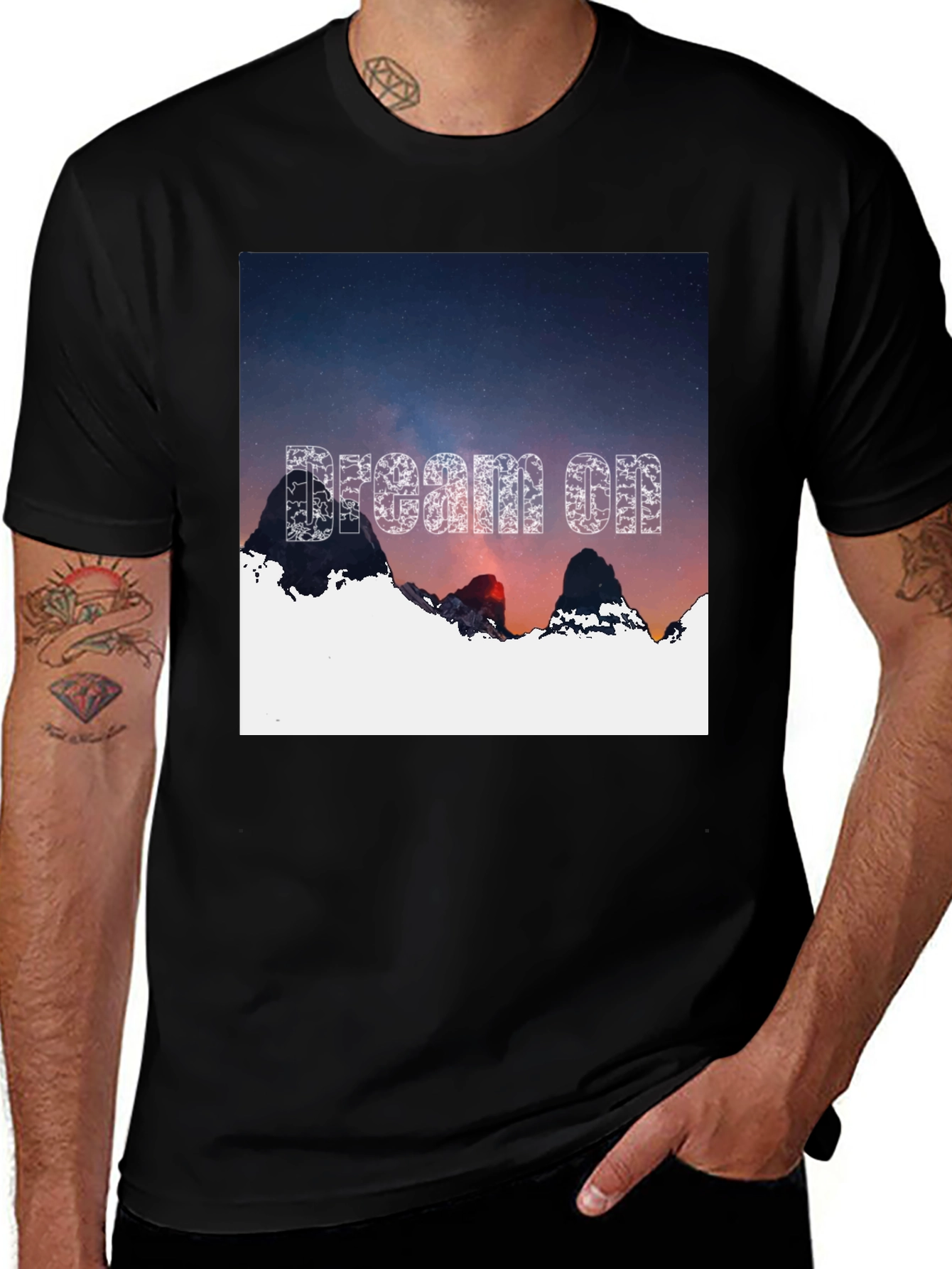 Variant 20 of Dream On Graphic Tee - Black Cotton T-Shirt