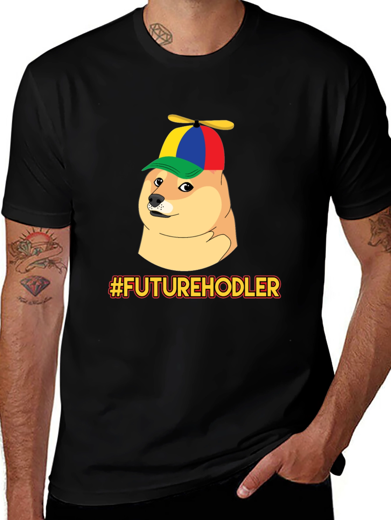 Variant 9 of Doge Future Hodler Propeller Hat T-Shirt