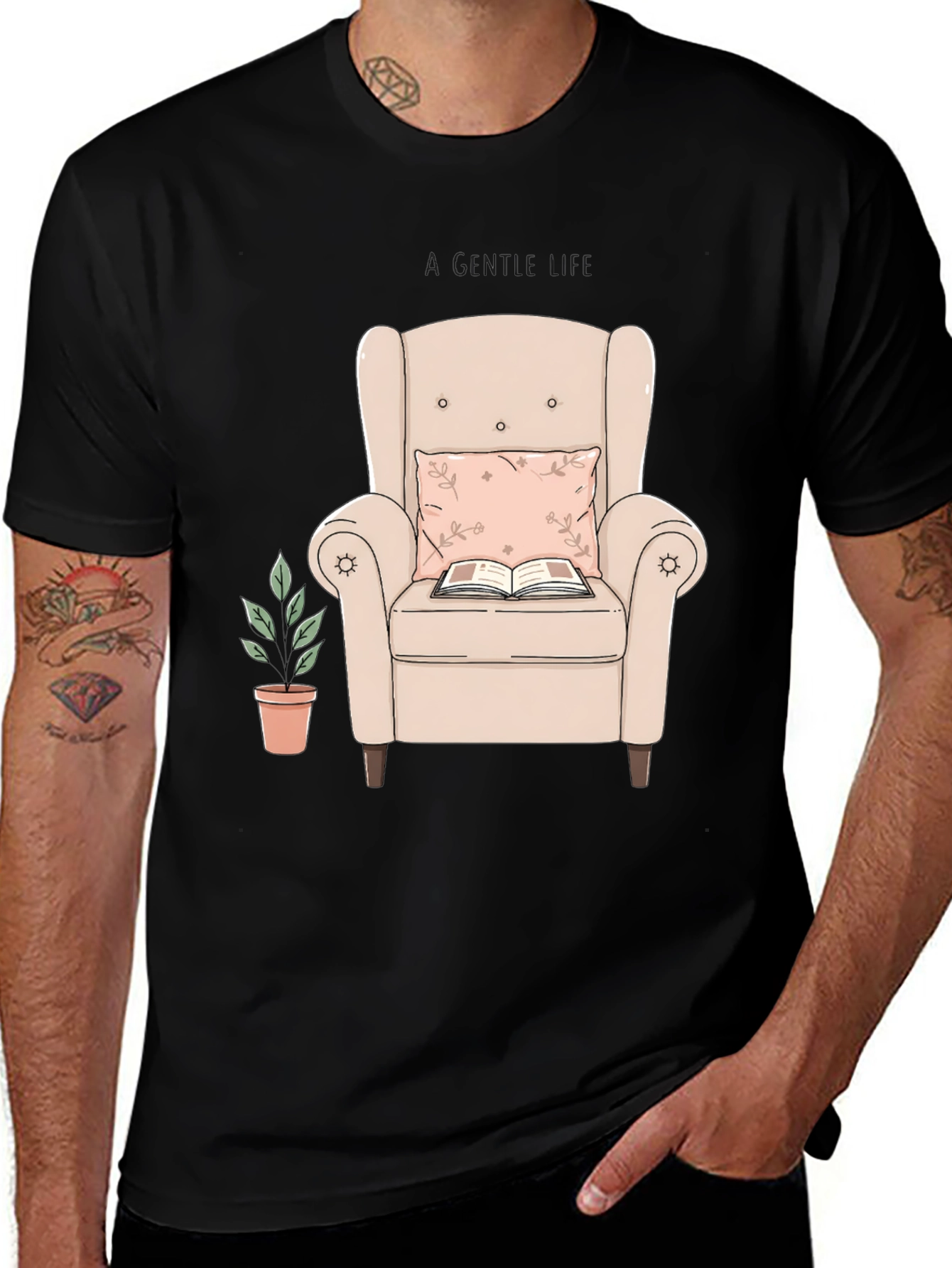 Variant 6 of Cozy Reading Nook Tee - Book & Armchair Design