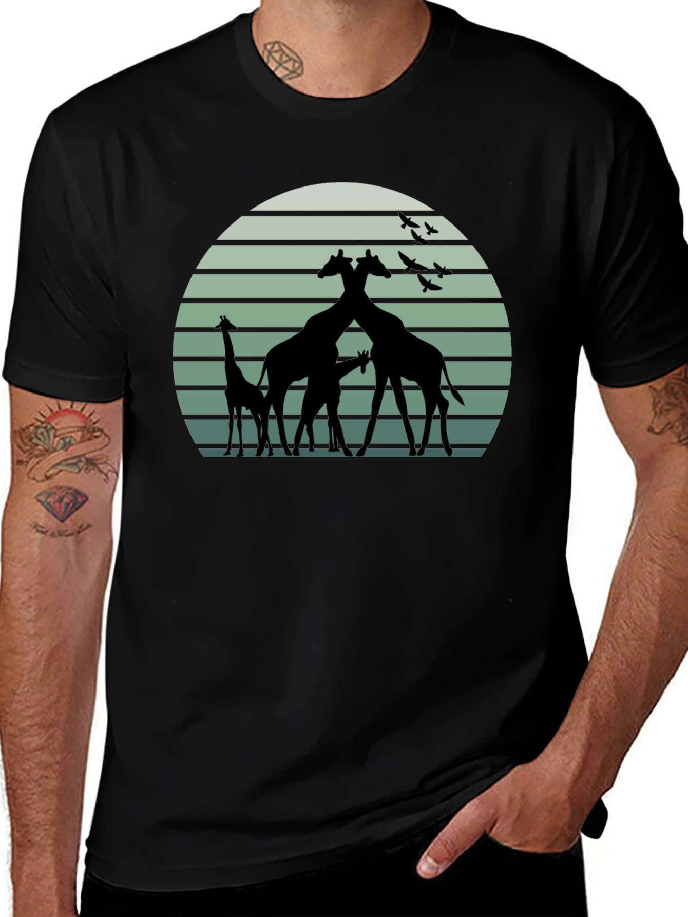 Variant 30 of Giraffe Sunset Graphic T-Shirt - Unique Design