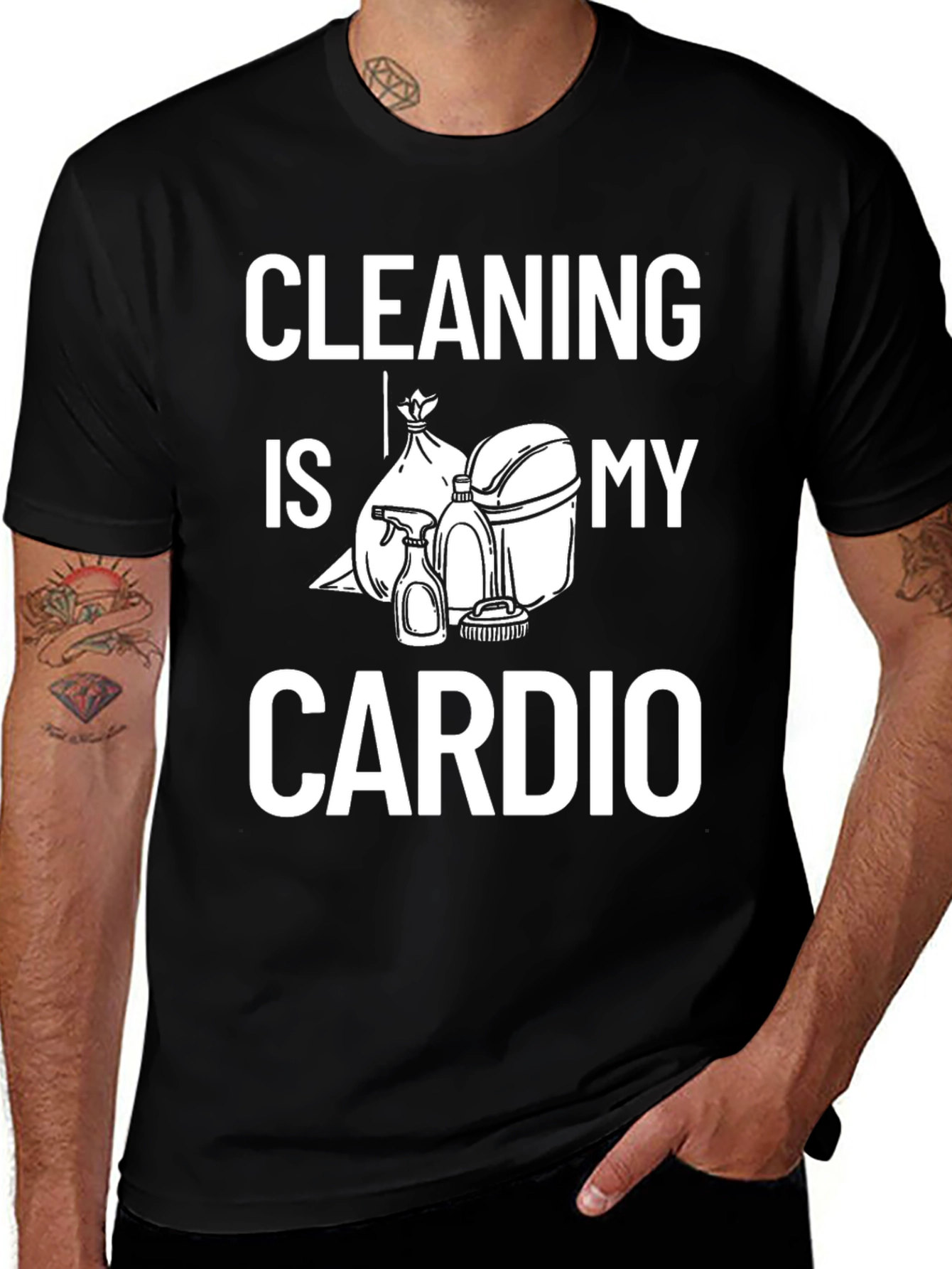 Variant 16 of Cleaning Is My Cardio Black T-Shirt