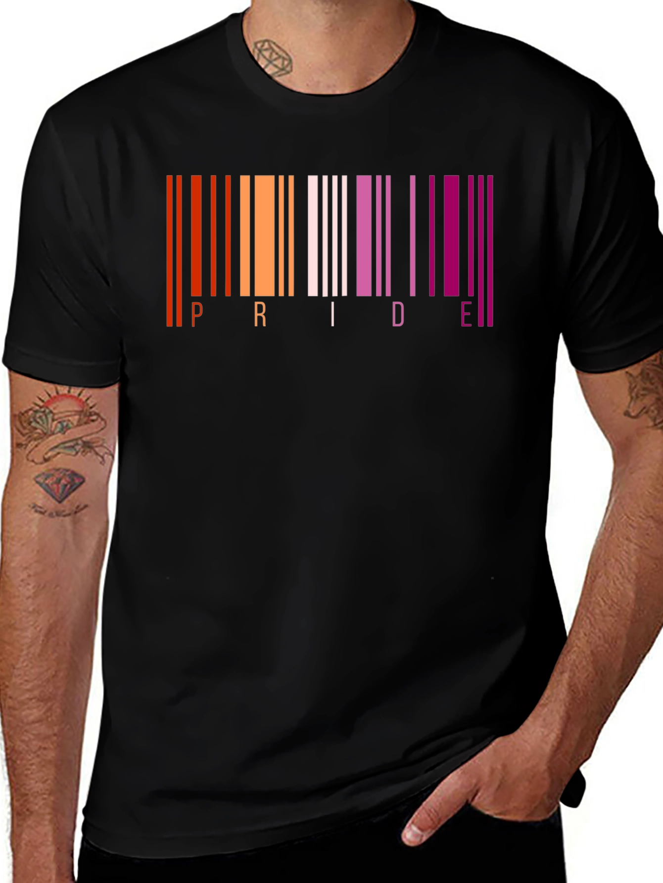 Variant 10 of Lesbian Pride Barcode T-Shirt - LGBTQ+ Pride Month