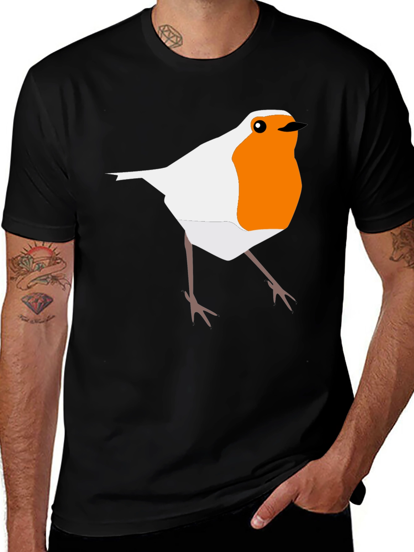 Variant 16 of Robin Bird Graphic Print Black T-Shirt