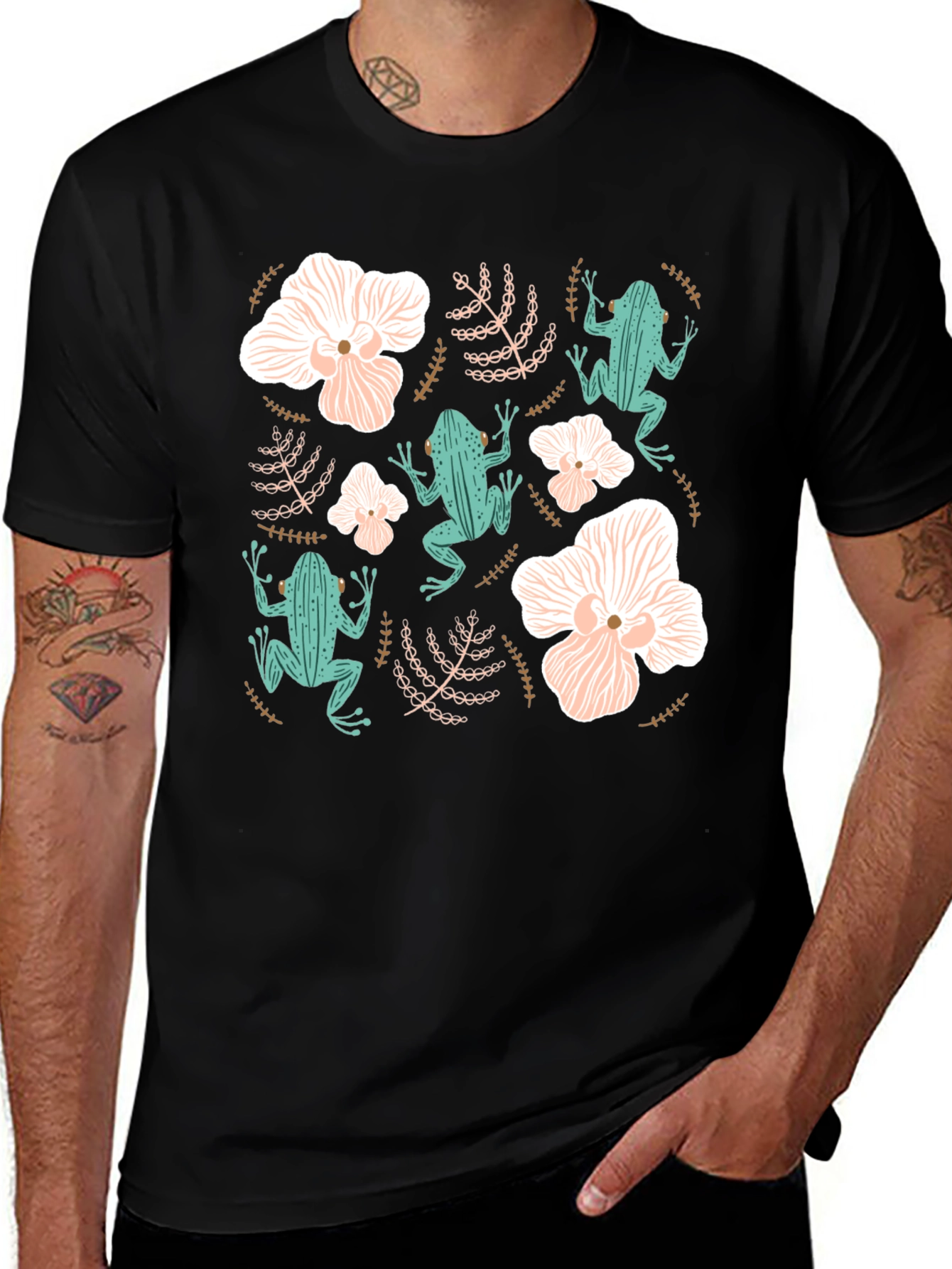 Variant 30 of Frog & Floral Graphic Tee - Stylish Unisex Fit