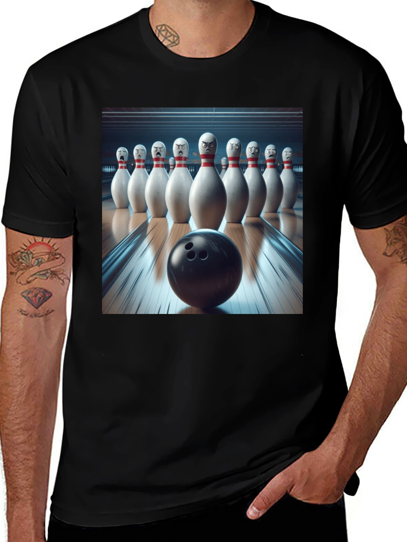 Variant 5 of Angry Bowling Pins Graphic T-Shirt