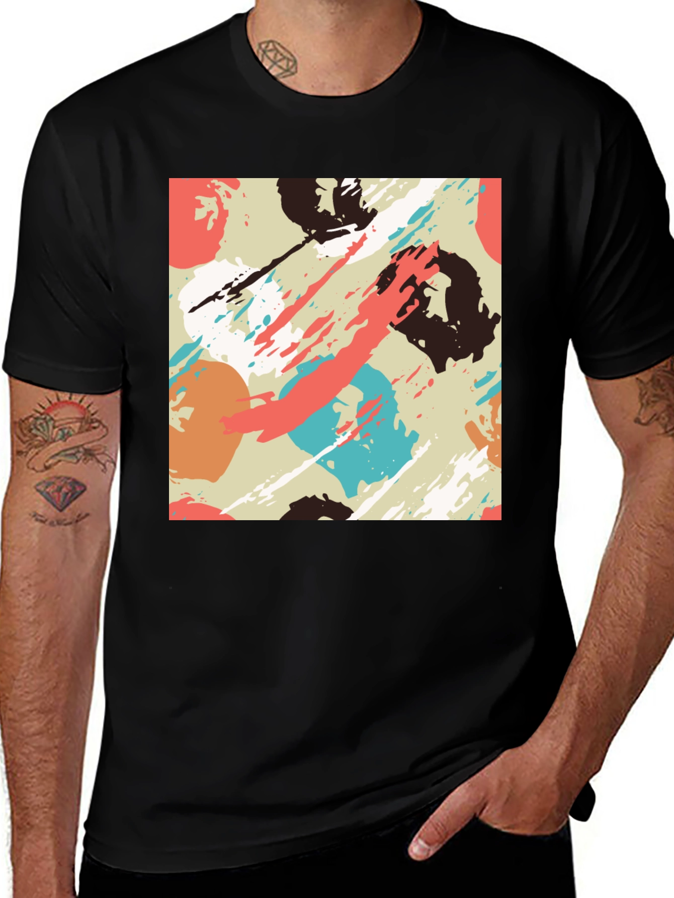 Variant 20 of Abstract Brushstroke Graphic Tee - Black