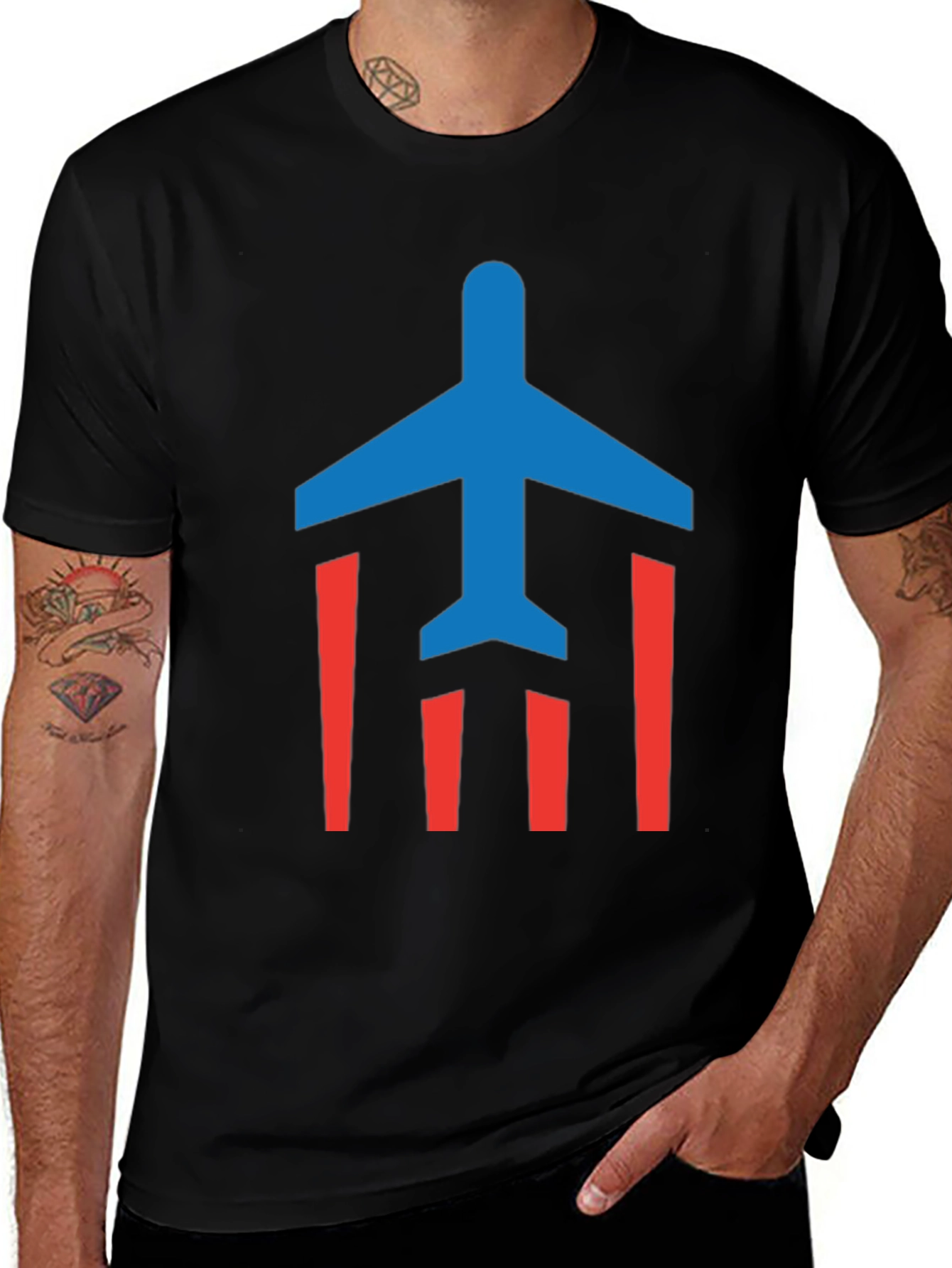 Variant 28 of Airplane Graphic T-Shirt - Patriotic Design