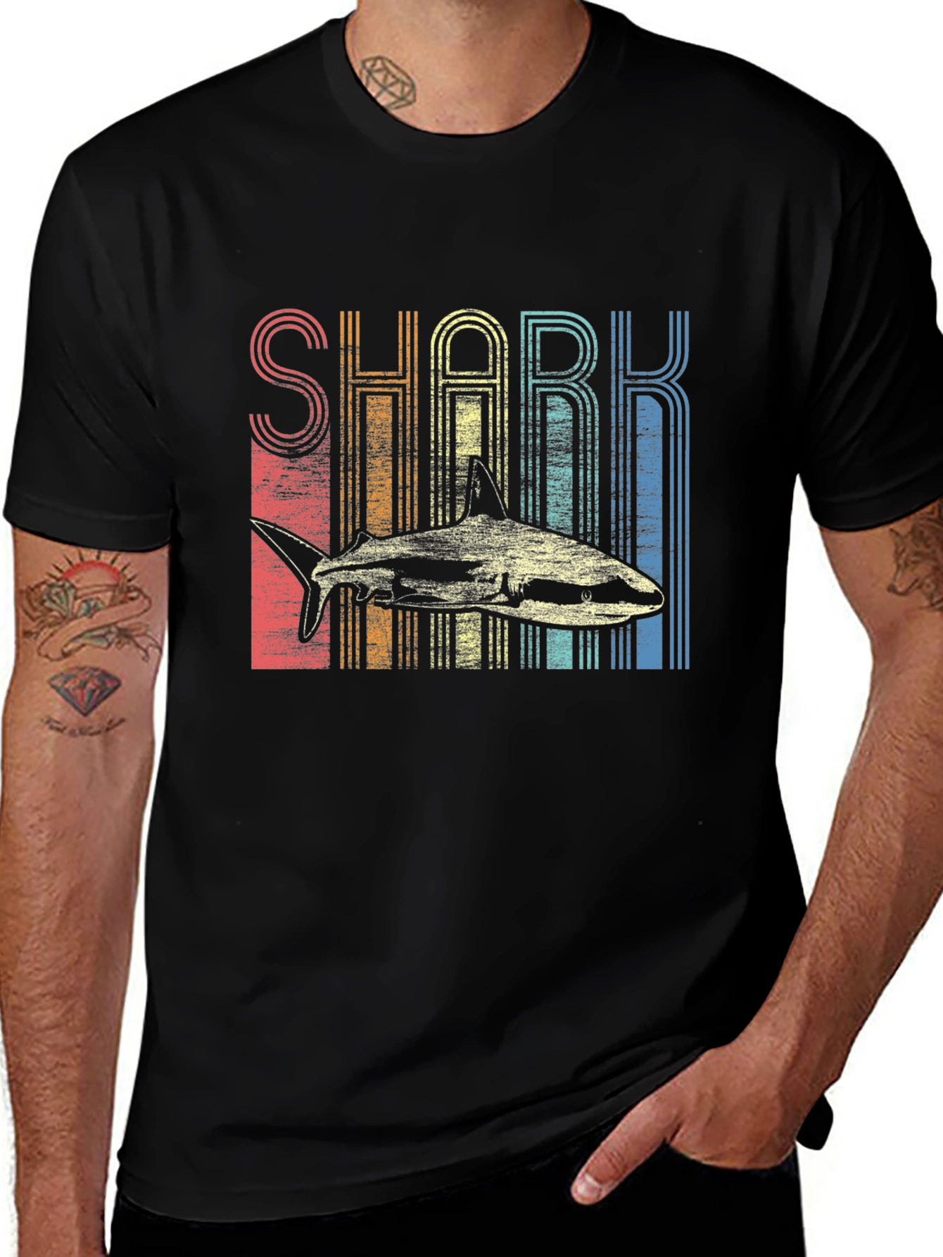 Variant 27 of Vintage Shark Graphic Tee - Retro Ocean Style