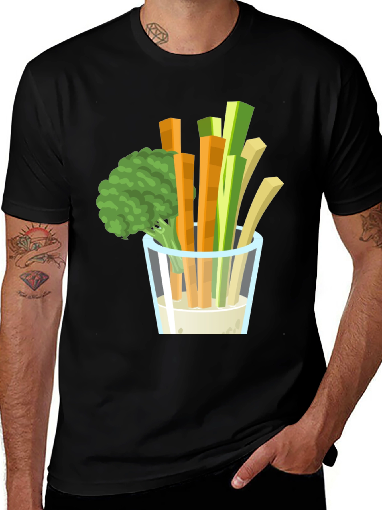 Variant 9 of Veggie Dip Graphic Tee - Black Cotton T-Shirt