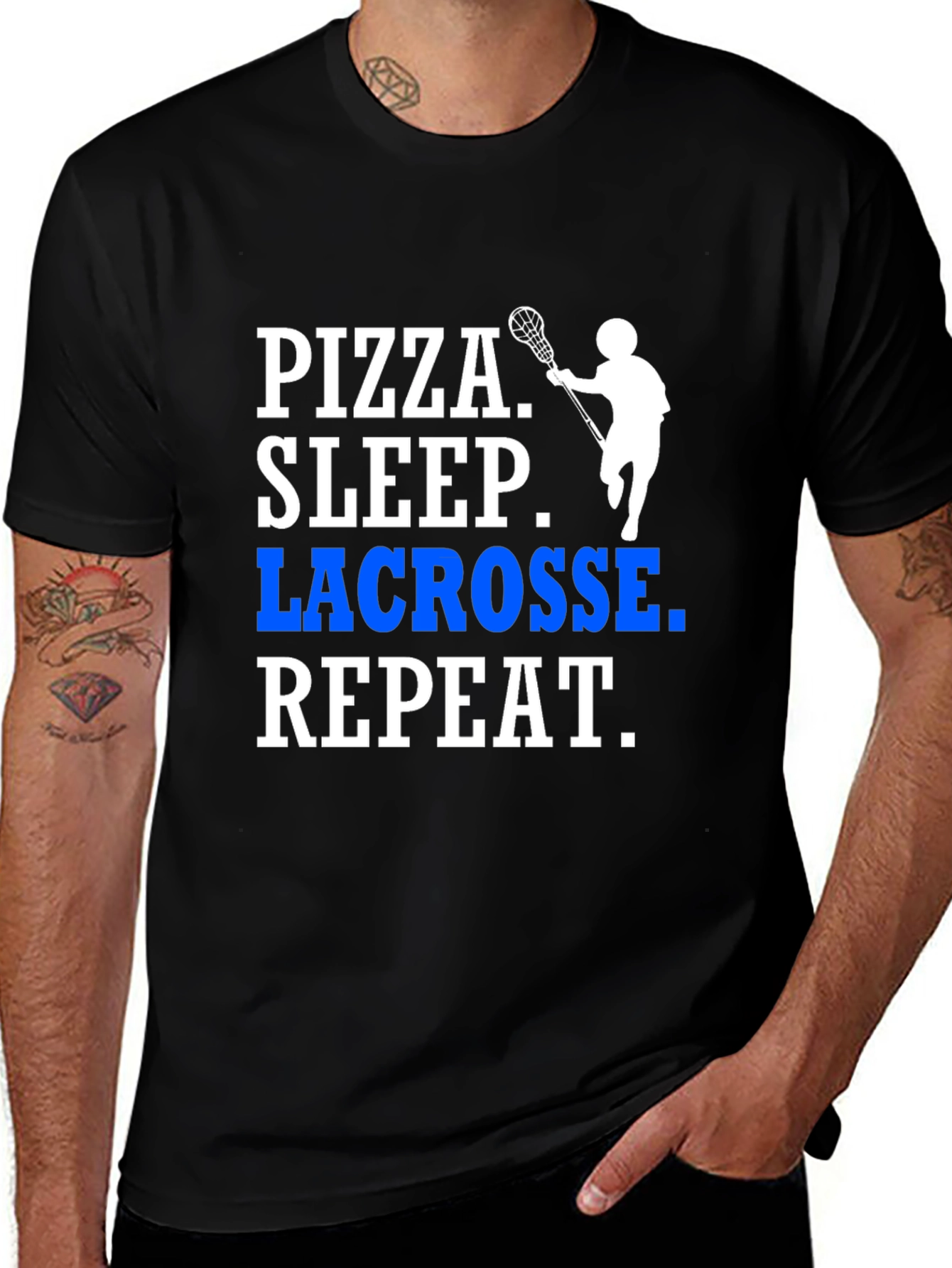 Variant 24 of Pizza Sleep Lacrosse Repeat T-Shirt
