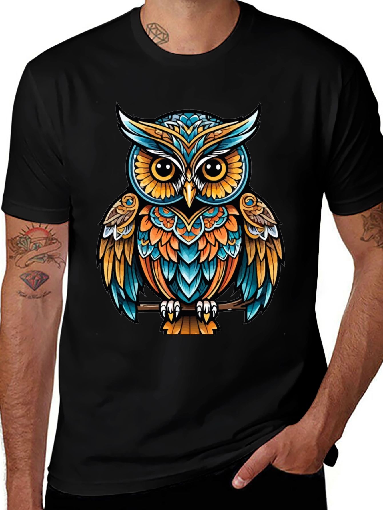 Variant 20 of Vibrant Owl Graphic Tee - Unique Bird Design