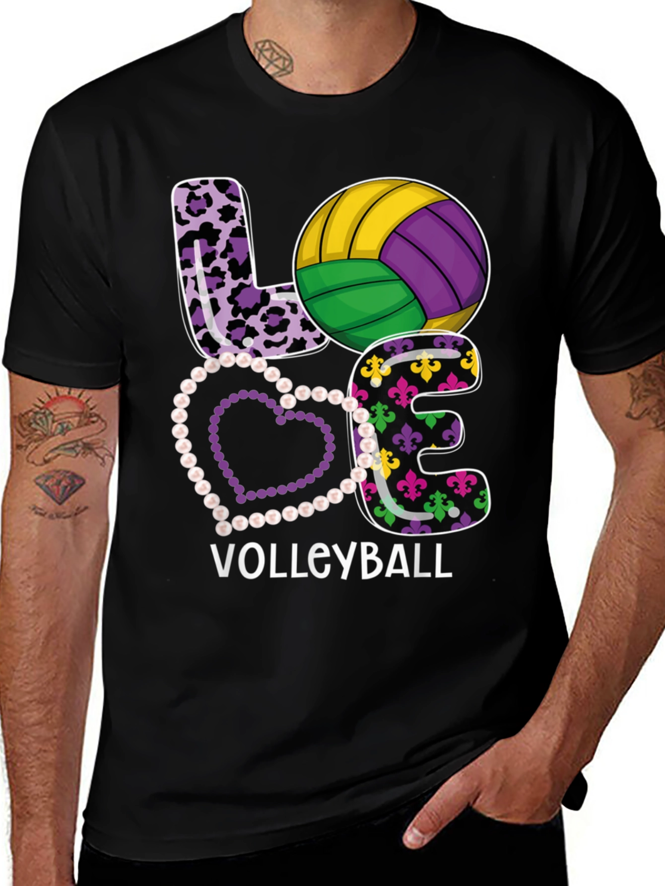 Variant 12 of Volleyball Mardi Gras T-Shirt - Love Volleyball