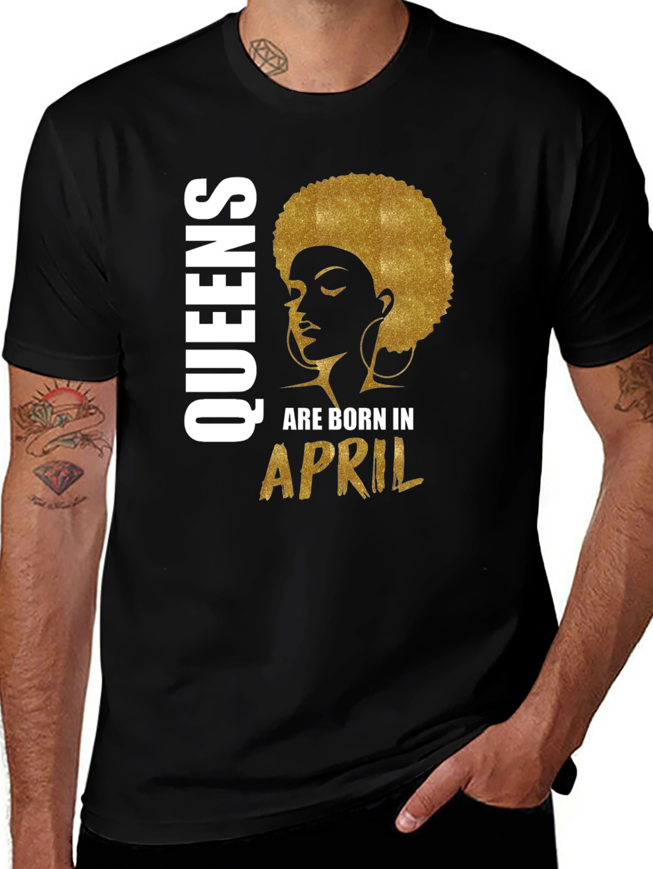 Variant 23 of Queens Born in April Black T-Shirt